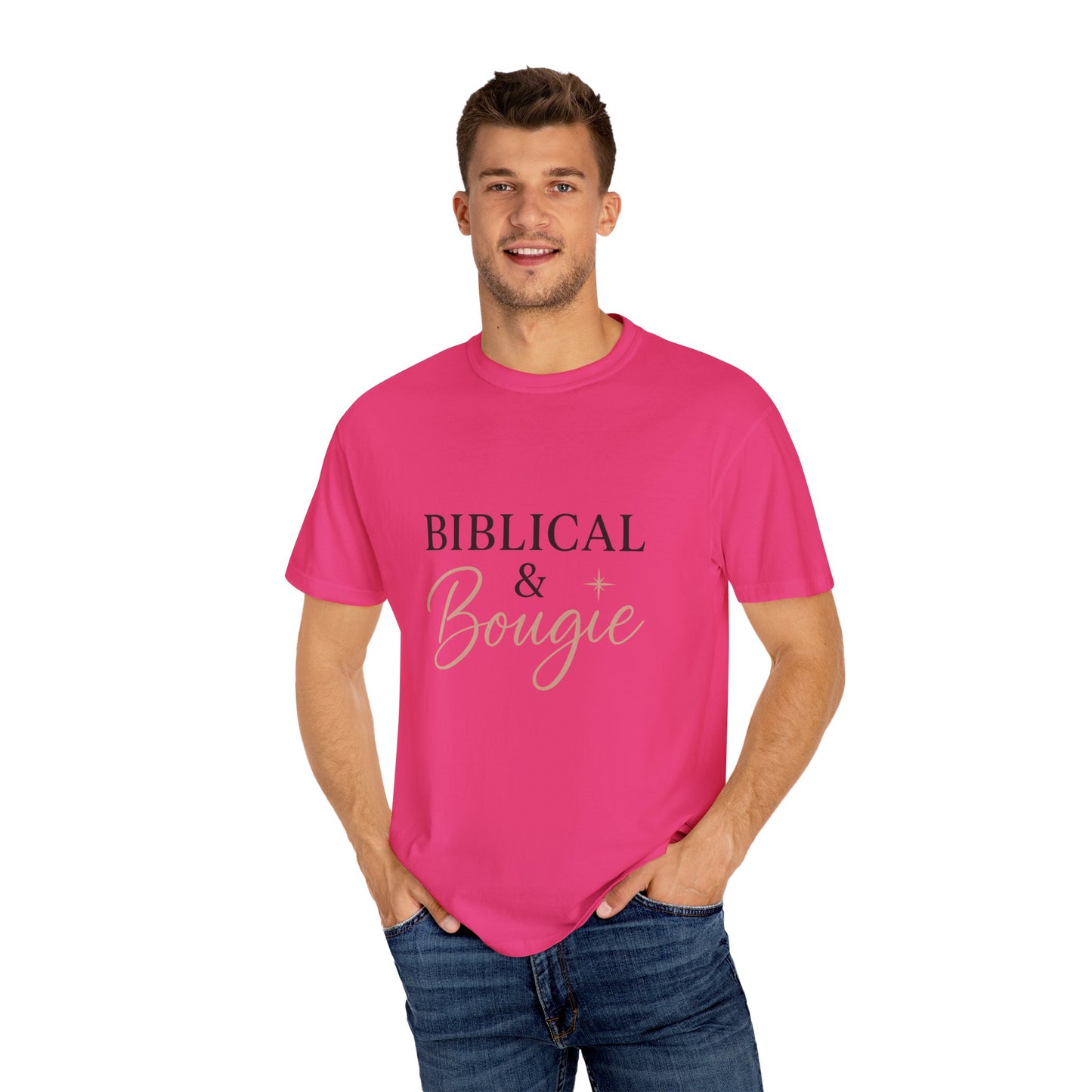 "Biblical & Bougie" Unisex T-Shirt – Black Lettering Faith-Based Tee for Stylish Christian Queens