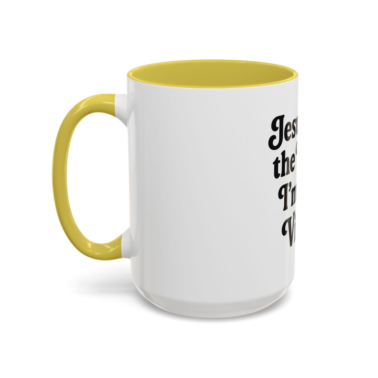 "Jesus Took the Wheel. I'm Just Vibin." Coffee Mug – Funny Faith-Based Mug for Relaxed Mornings & Spiritual Sass