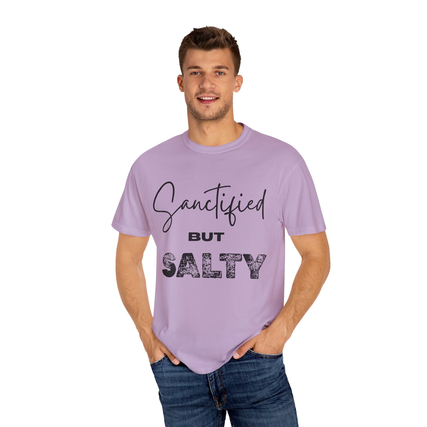 "Sanctified But Salty" Unisex T-Shirt – Funny Christian Tee for the Faithfully Feisty