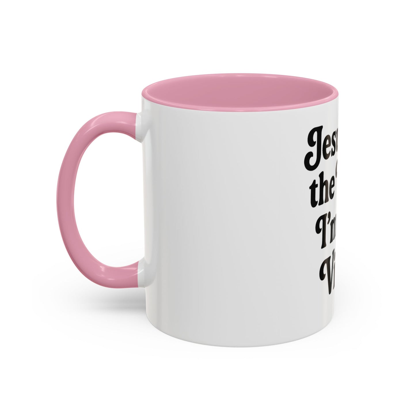 "Jesus Took the Wheel. I'm Just Vibin." Coffee Mug – Funny Faith-Based Mug for Relaxed Mornings & Spiritual Sass