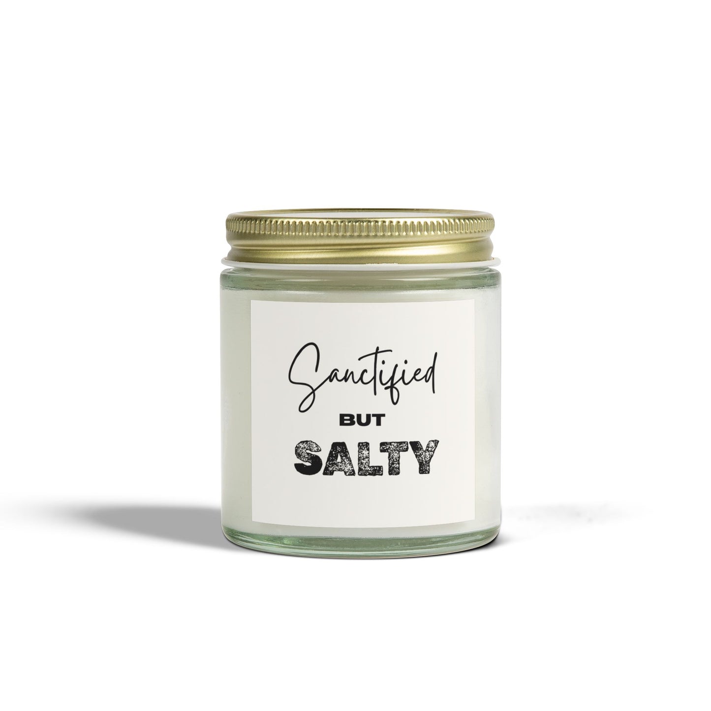 "Sanctified but Salty" Scented Candle – 4oz Coconut Apricot Wax, Funny Christian Gift, Faith-Based Home Decor with Attitude