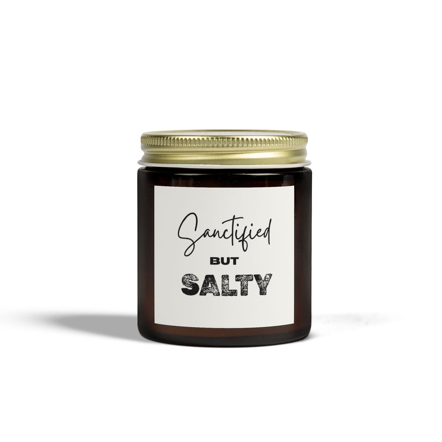 "Sanctified but Salty" Scented Candle – 4oz Coconut Apricot Wax, Funny Christian Gift, Faith-Based Home Decor with Attitude