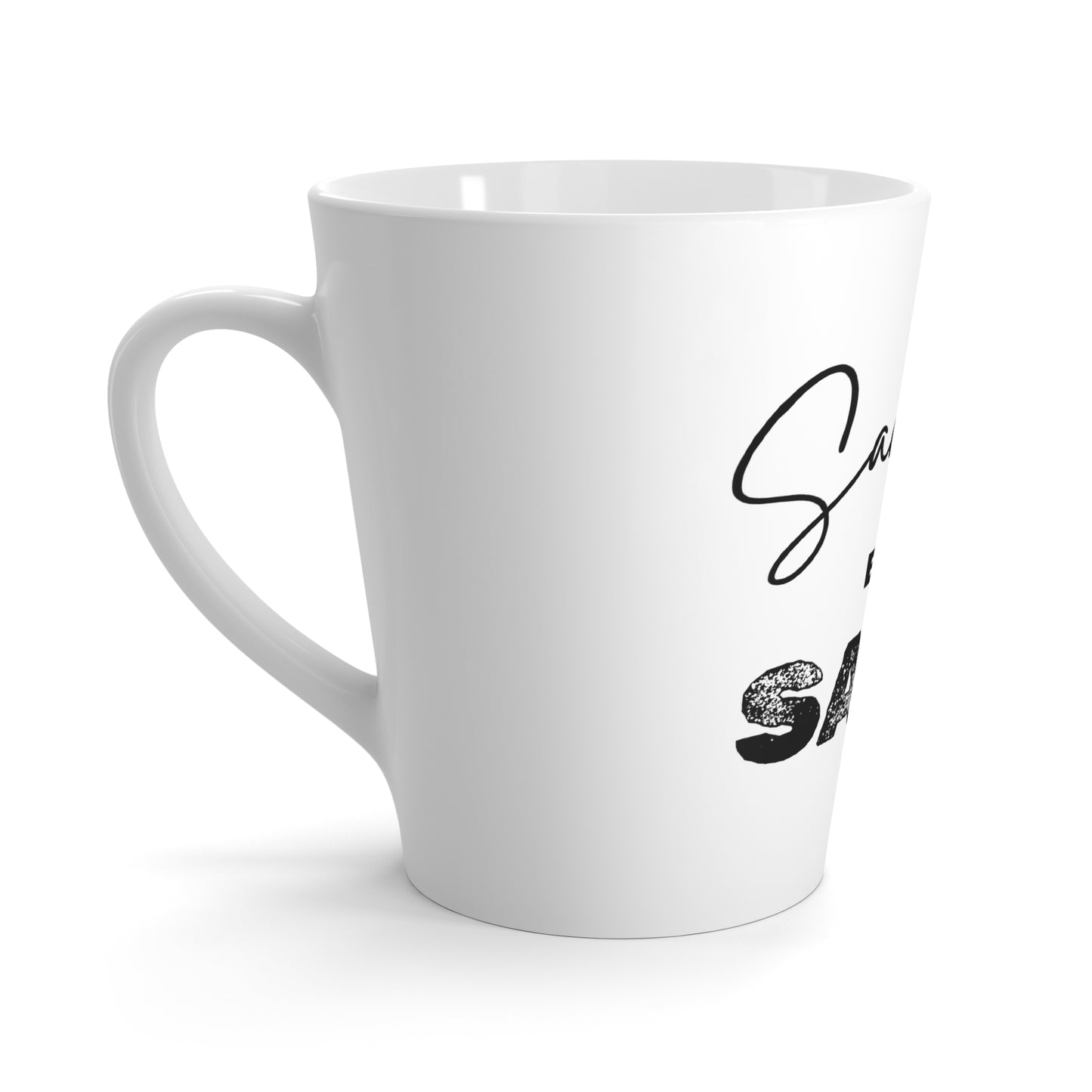 Sanctified but Salty Latte Mug – Funny Christian Coffee Cup, Faith-Based Humor, Scripture-Inspired Mug, Gift for Friends, Bible Study Mug