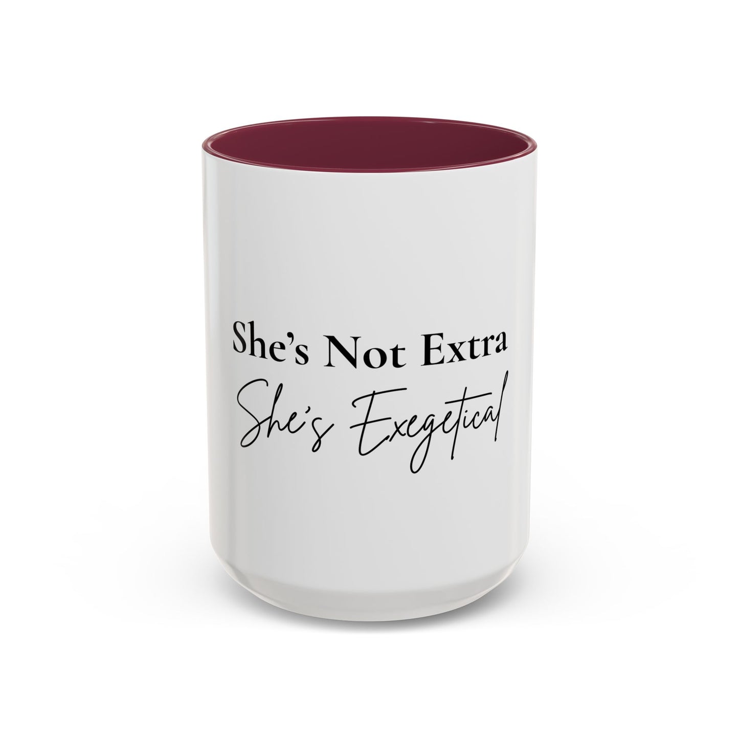 She’s Not Extra. She’s Exegetical.™ Colorful Christian Coffee Mug – Fun Gift for Women in Ministry, Bible Study Leaders, and Faith-Filled Friends