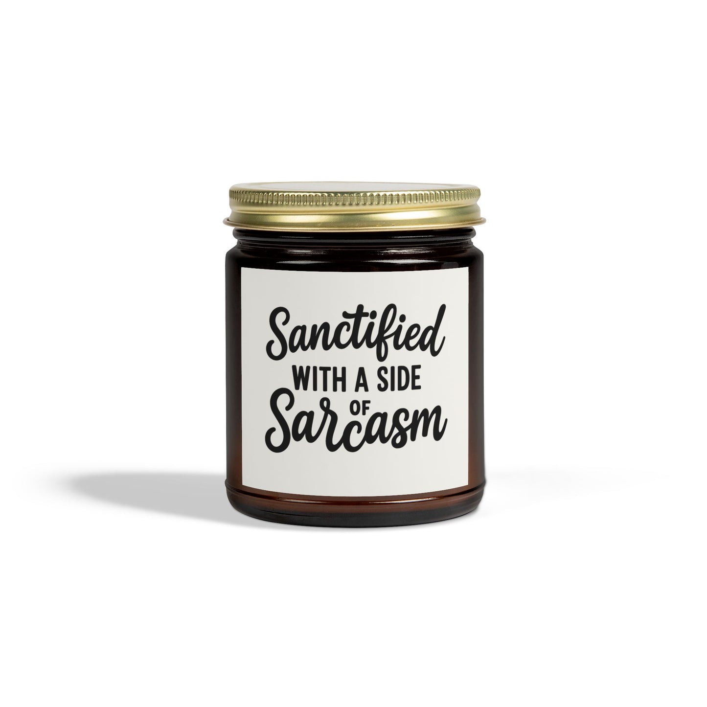 Sanctified with a Side of Sarcasm Candle – 4oz Scented Coconut Apricot Wax, Funny Christian Gift, Faith-Based Home Decor