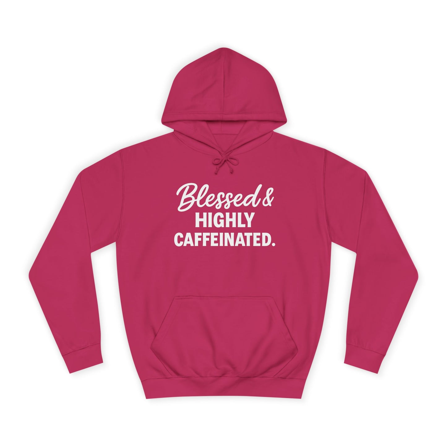 Blessed & Highly Caffeinated Unisex Hoodie – Christian Coffee Lover's Cozy Faith Sweatshirt (White Lettering)