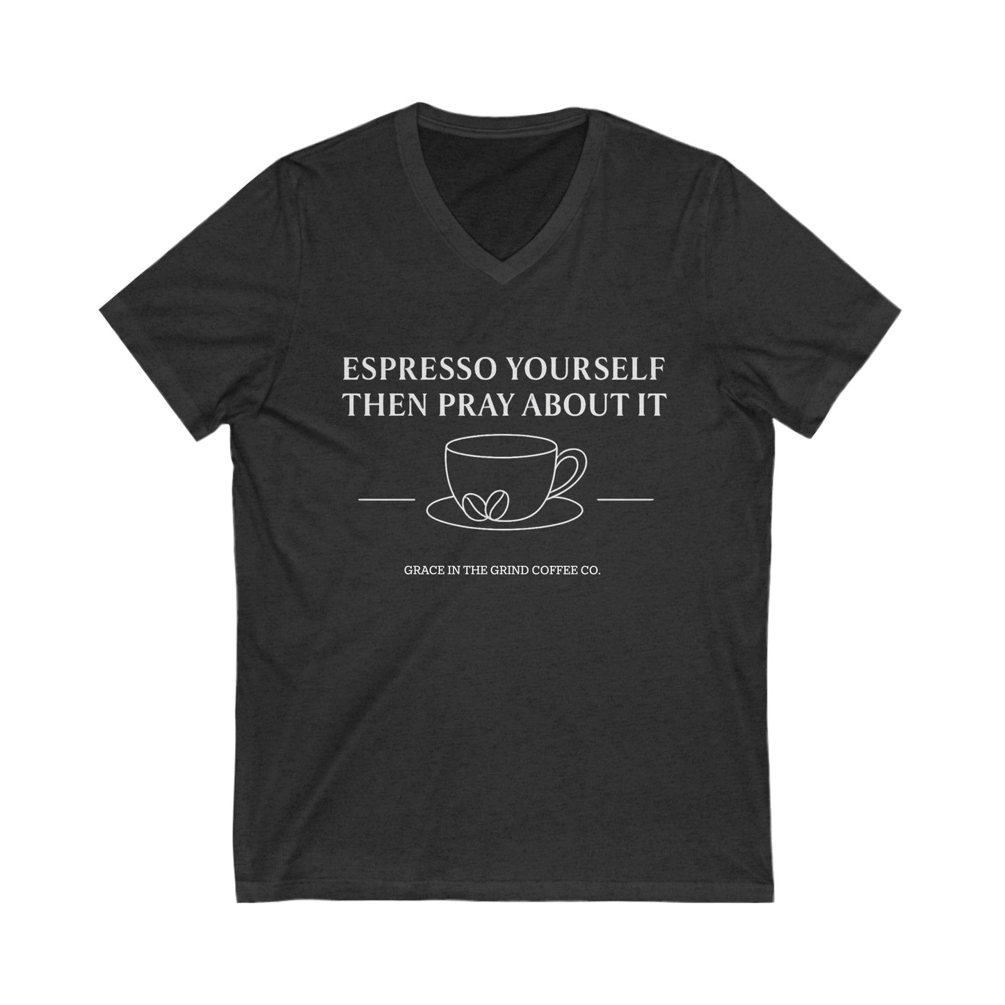 Espresso Yourself V-Neck Tee, Coffee Lover Shirt, Funny Gift for Barista, Casual Wear, Perfect for Birthdays and Holidays