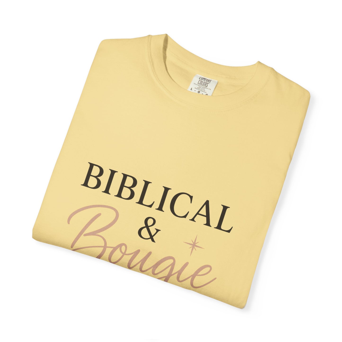 "Biblical & Bougie" Unisex T-Shirt – Black Lettering Faith-Based Tee for Stylish Christian Queens
