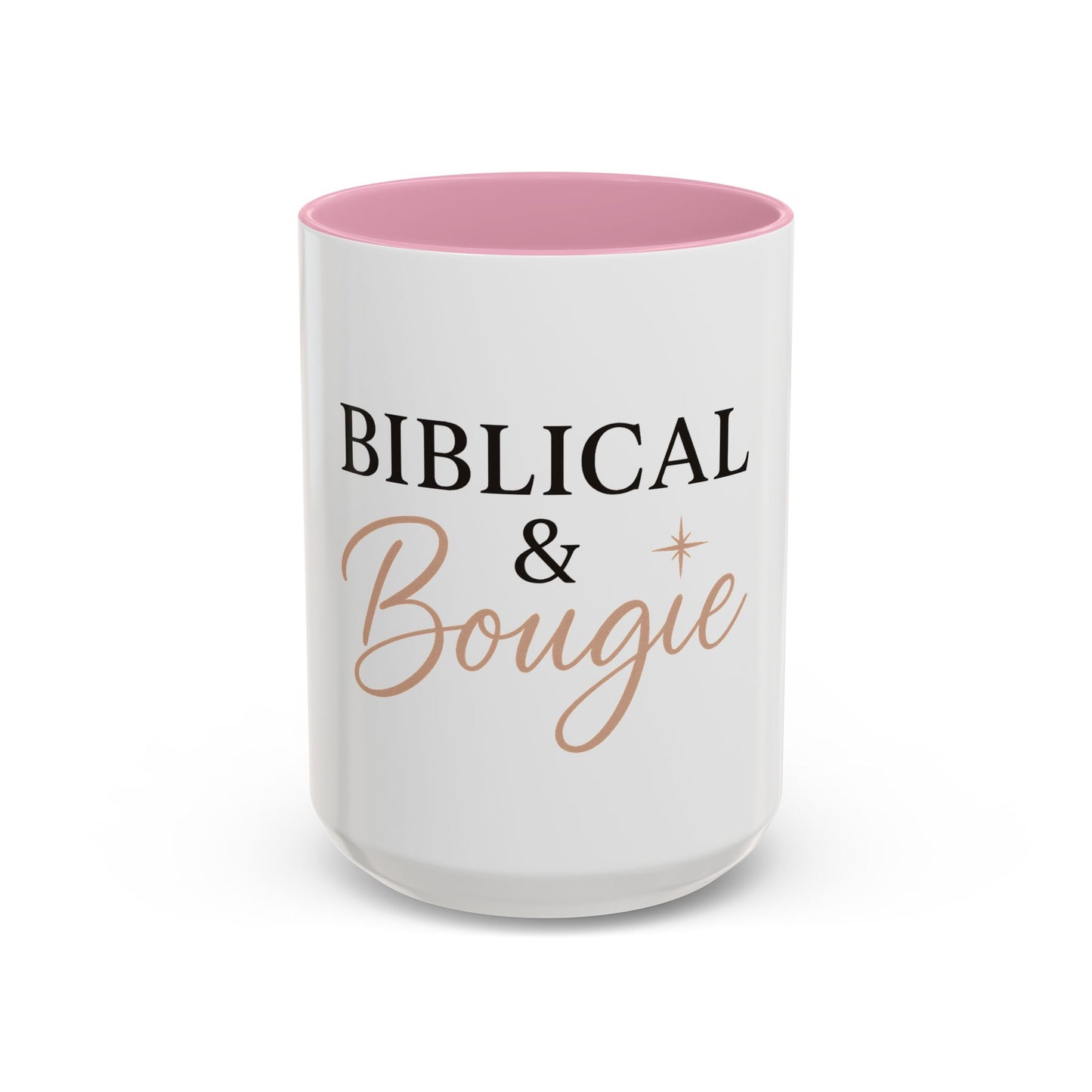 "Biblical & Bougie" Coffee Mug – Black Lettering Christian Mug for Faith-Filled Queens with Flavor