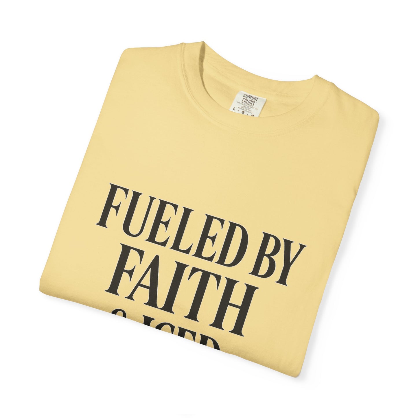 I Run on Faith & Iced Coffee Tee – Round‑Neck Unisex Shirt • Caffeine + Conviction