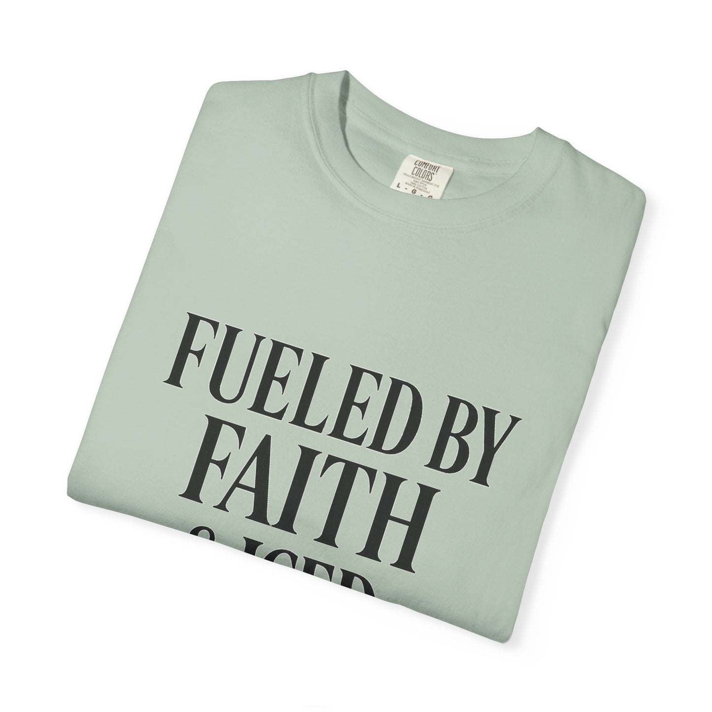 I Run on Faith & Iced Coffee Tee – Round‑Neck Unisex Shirt • Caffeine + Conviction