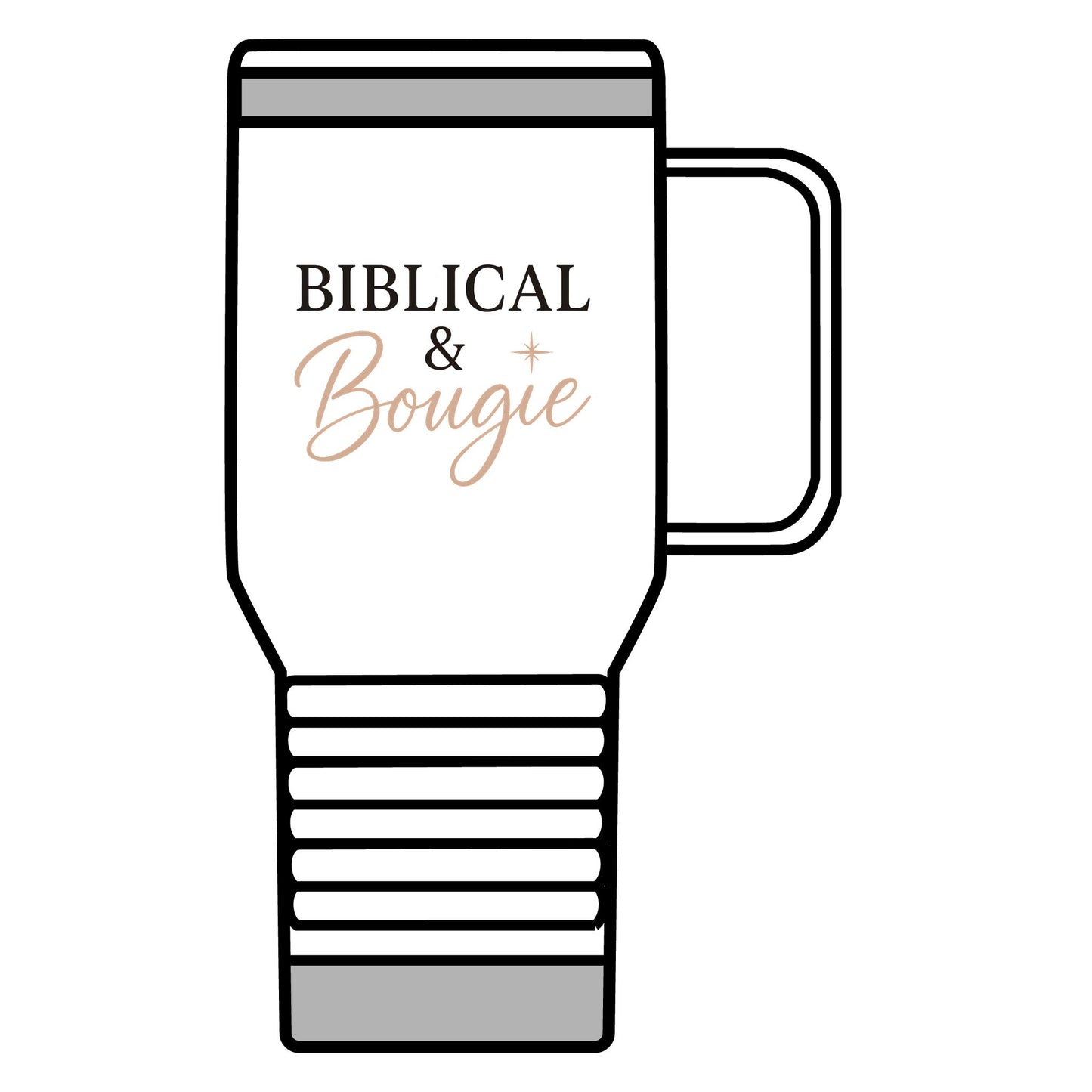 "Biblical & Bougie" Travel Mug – 20oz Black Lettering Insulated Tumbler for Faith-Filled Queens on the Go