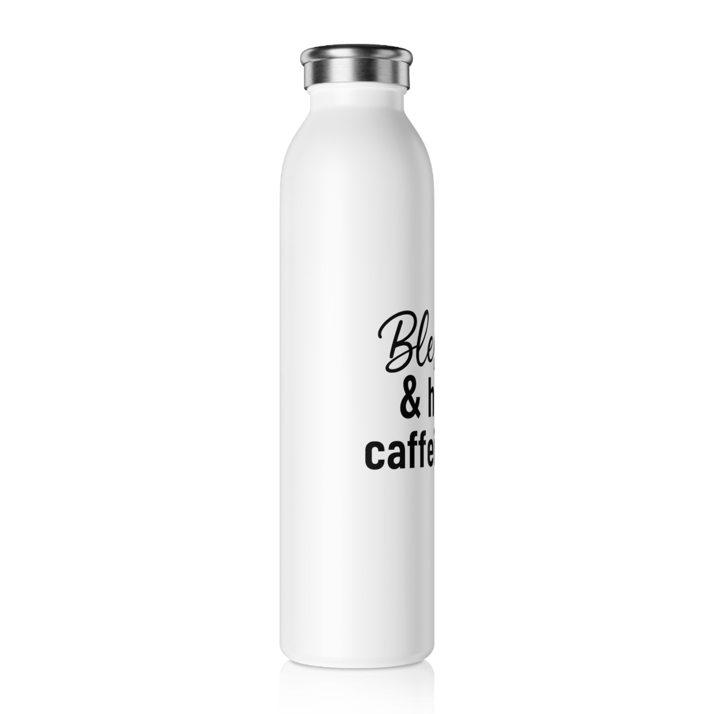 Blessed & Highly Caffeinated™ Water Bottle – Funny Christian Gift for Coffee Lovers, On-the-Go Faith & Busy Days