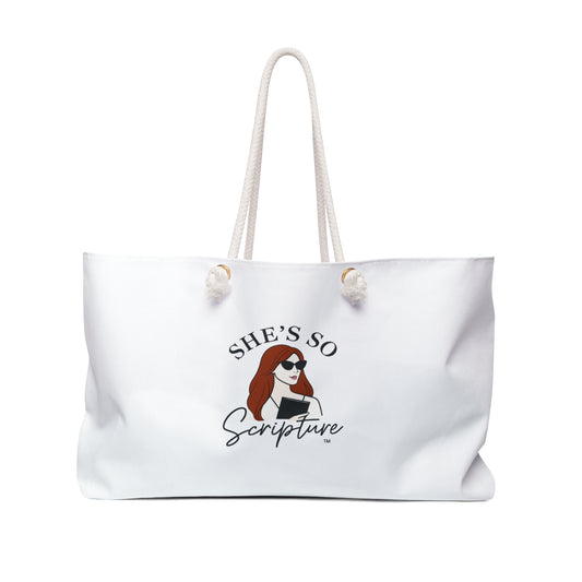 Stylish Scripture Weekender Bag, Travel Tote, Scripture Gift, Beach Bag, Weekend Getaway Essentials, Faith-Inspired Accessory