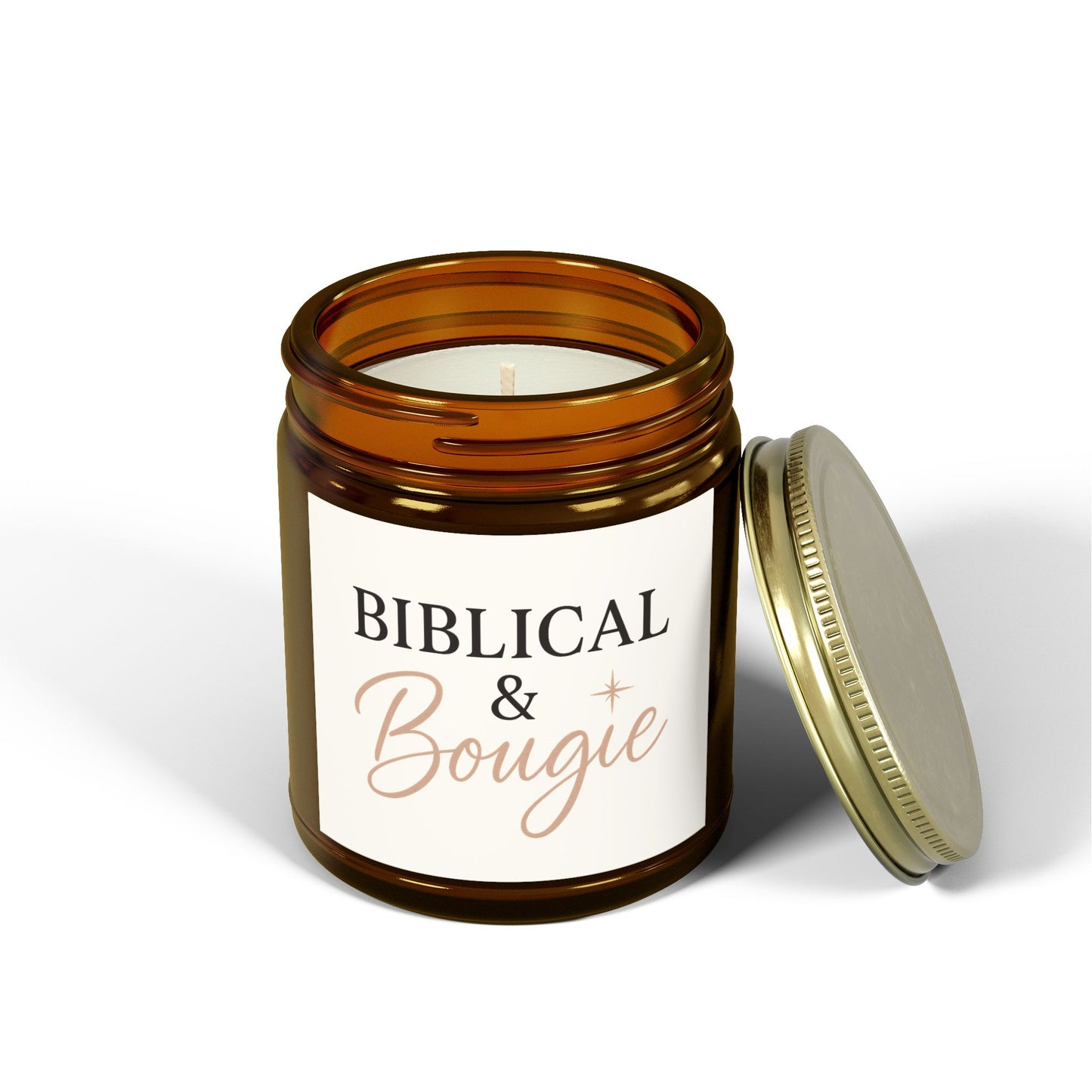 "Biblical & Bougie" Scented Candle – Luxe Faith-Inspired Home Decor with Black Lettering