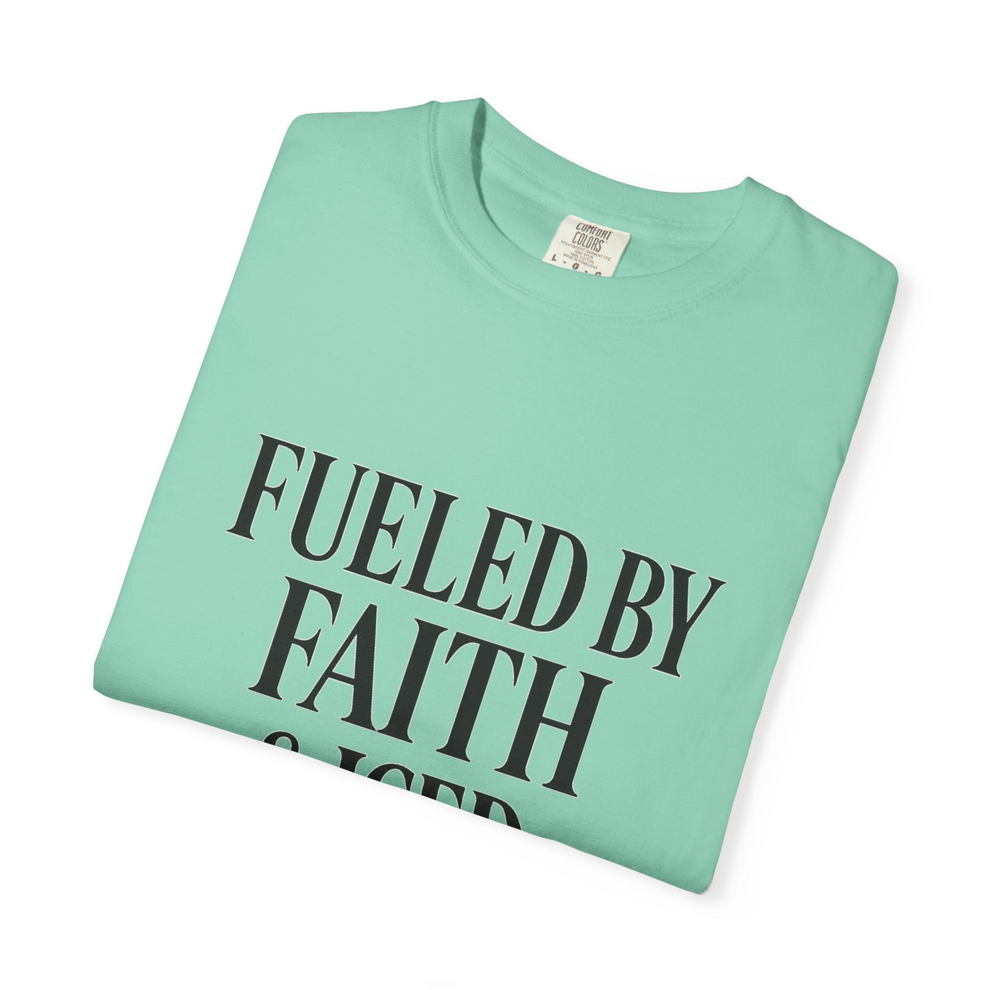 I Run on Faith & Iced Coffee Tee – Round‑Neck Unisex Shirt • Caffeine + Conviction
