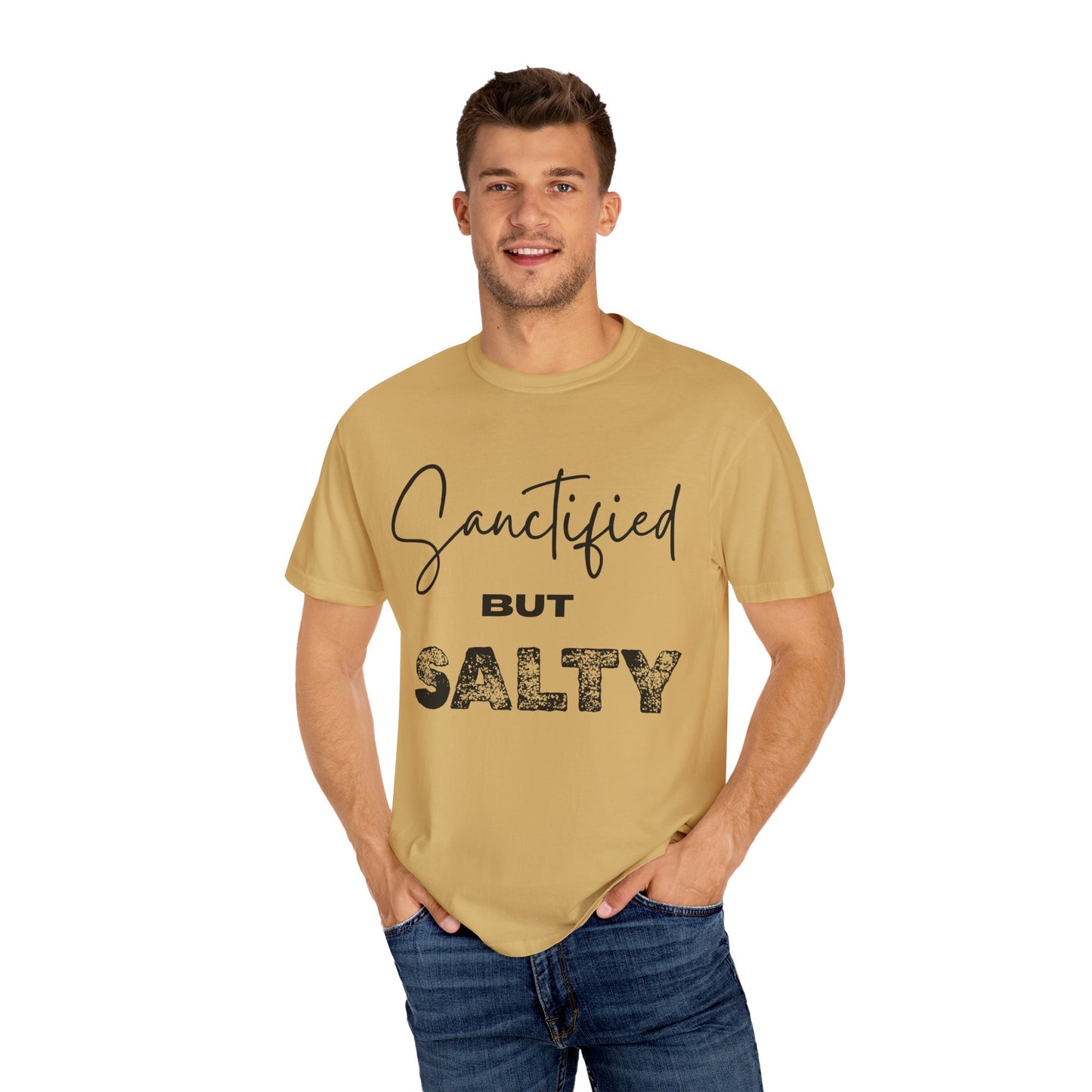 "Sanctified But Salty" Unisex T-Shirt – Funny Christian Tee for the Faithfully Feisty
