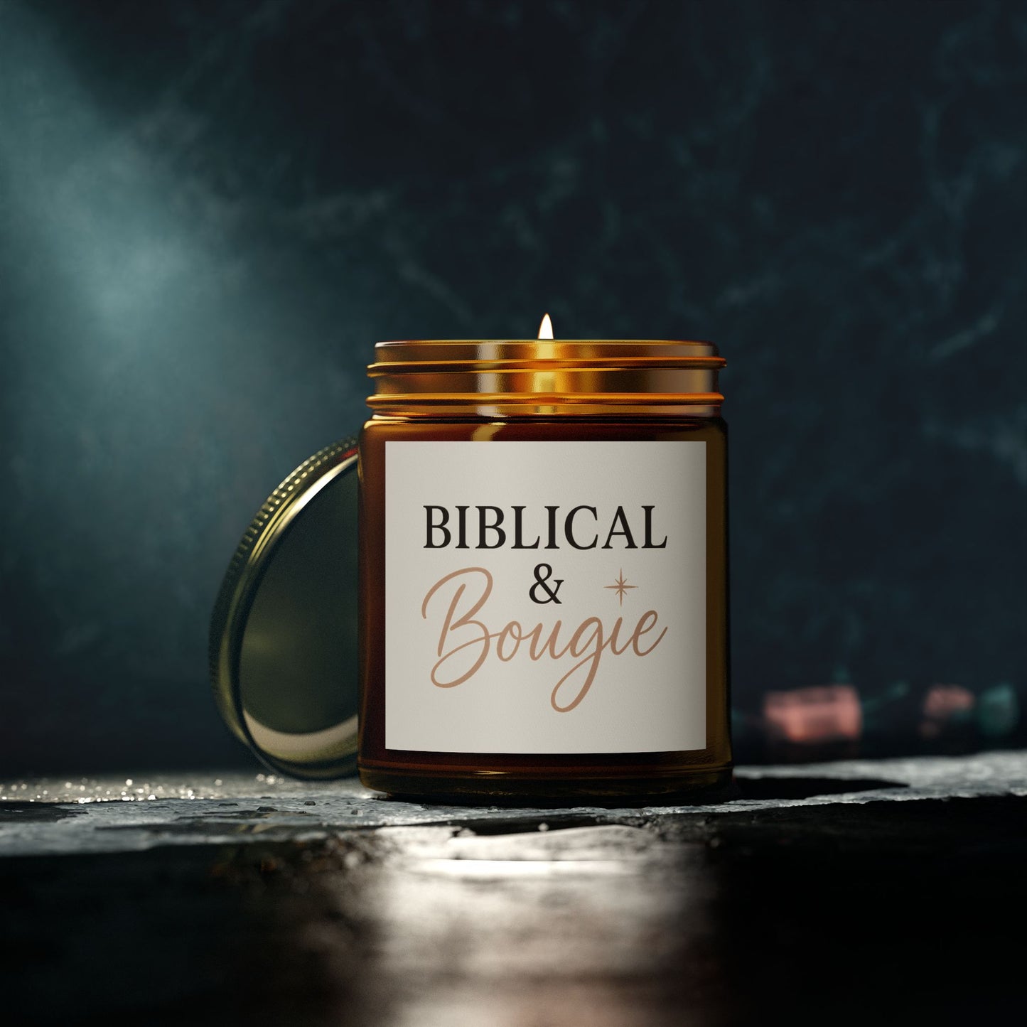 "Biblical & Bougie" Scented Candle – Luxe Faith-Inspired Home Decor with Black Lettering