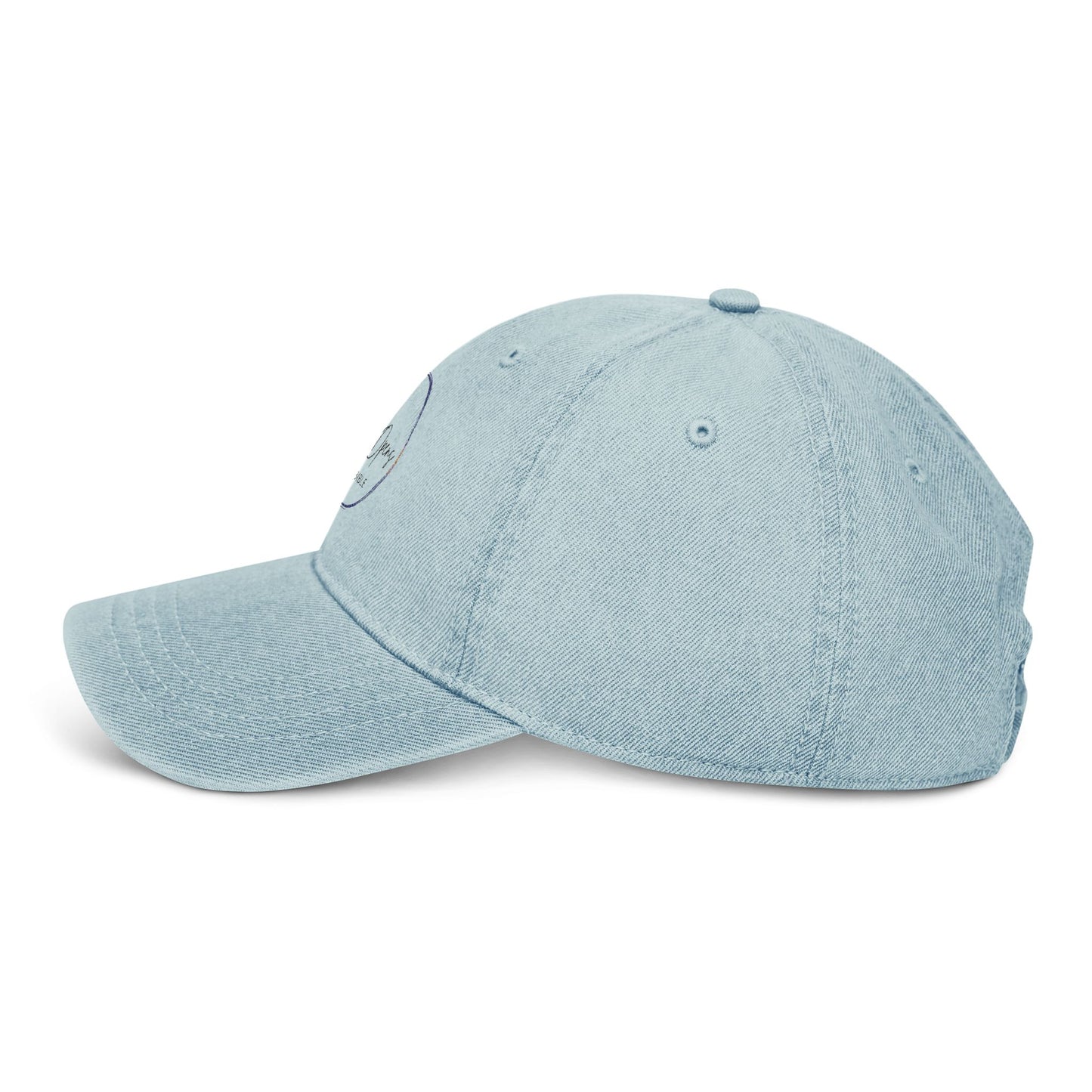 She Opens Her Bible™ Vintage Denim Baseball Hat – Embroidered Christian Cap with Adjustable Strap