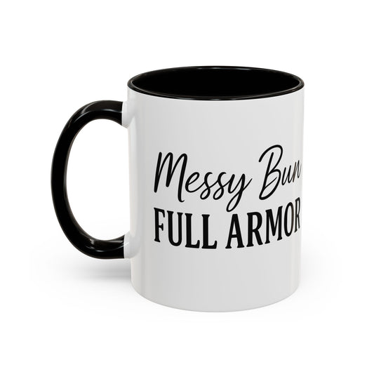 Colorful Messy Bun Armor Mug | Fun Coffee Cup for Moms | Gift for Holidays, Birthdays, or Everyday Use | 11oz & 15oz Sizes