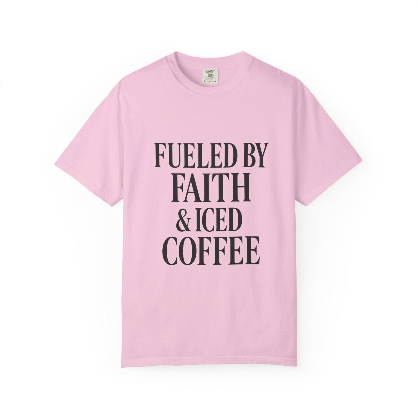 I Run on Faith & Iced Coffee Tee – Round‑Neck Unisex Shirt • Caffeine + Conviction