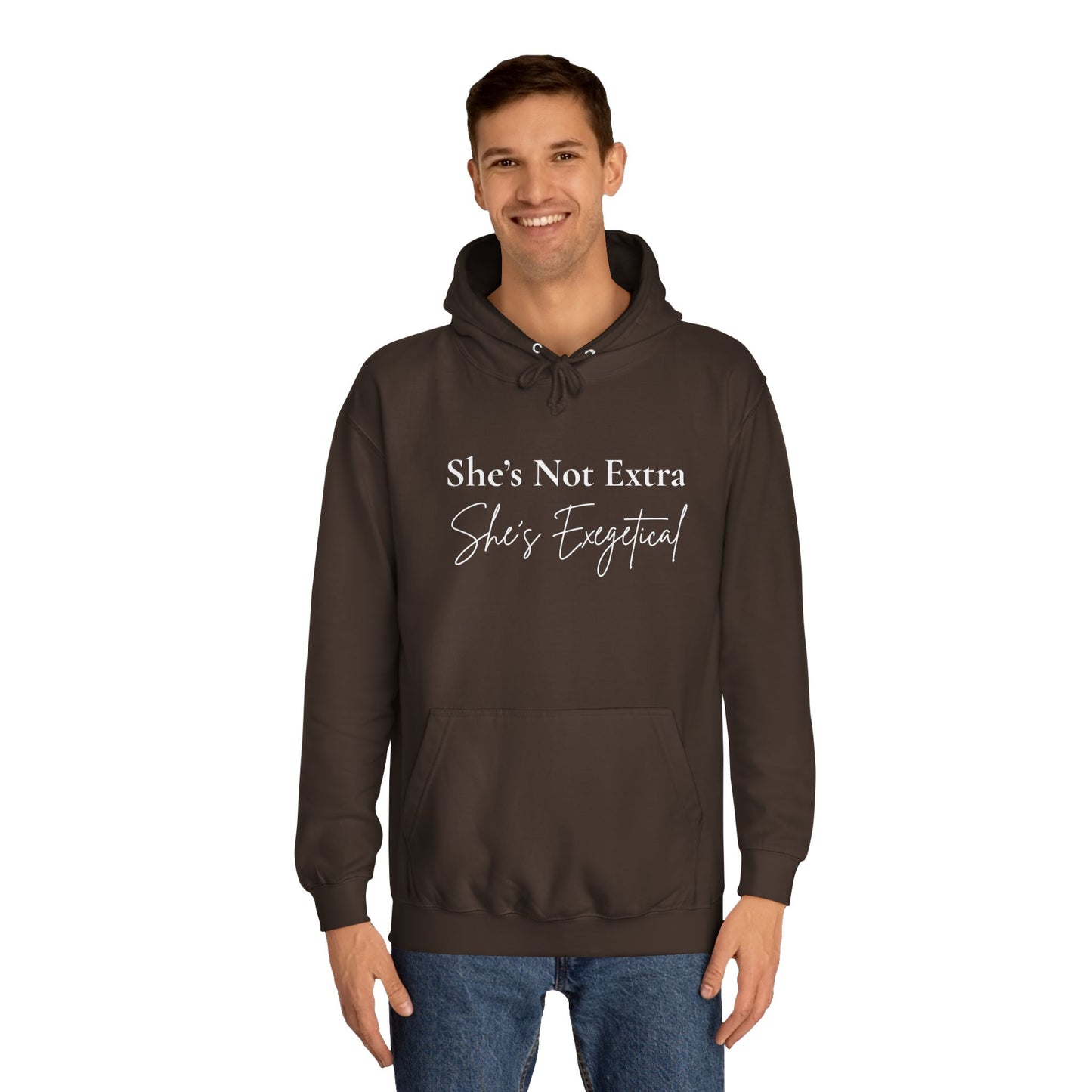 “She’s Not Extra, She’s Exegetical” Unisex Hoodie – Cozy Bold Faith Statement