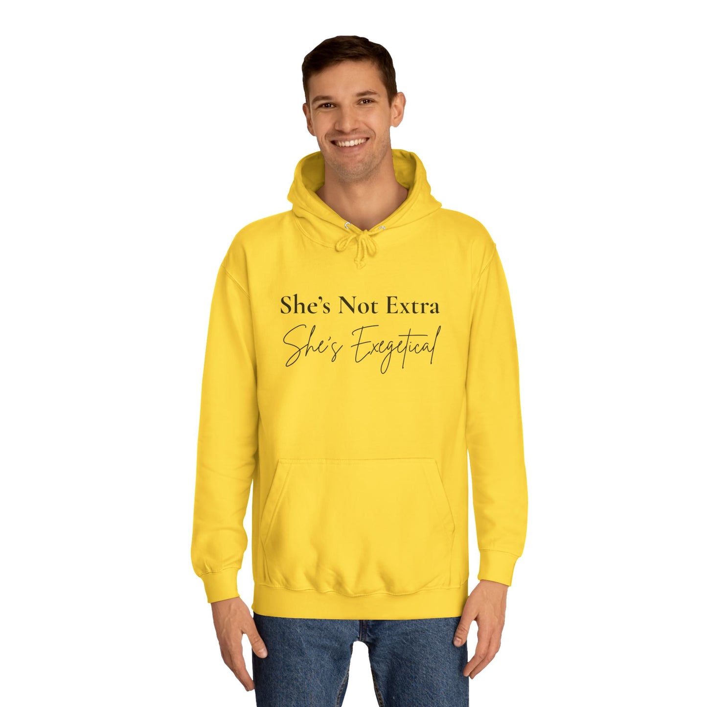 She’s Not Extra. She’s Exegetical. – Black Lettering Christian Hoodie for the Bible-Loving Babe