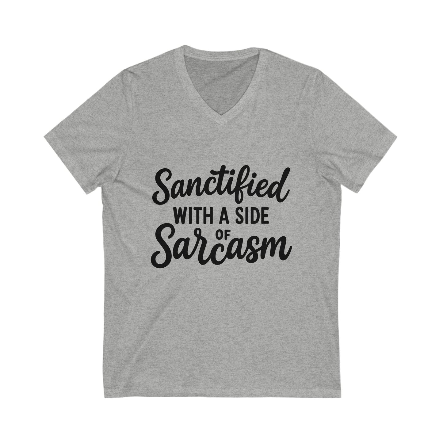 Sanctified Sarcasm V-Neck Tee, Funny T-Shirt, Sarcastic Gift, Casual Wear, Humorous Top, Everyday Tee