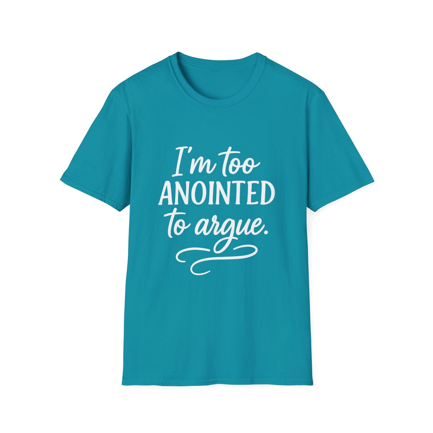 “I’m Too Anointed To Argue” V-Neck Tee – Faith-Fueled Sass in White Lettering | Unisex Christian Apparel