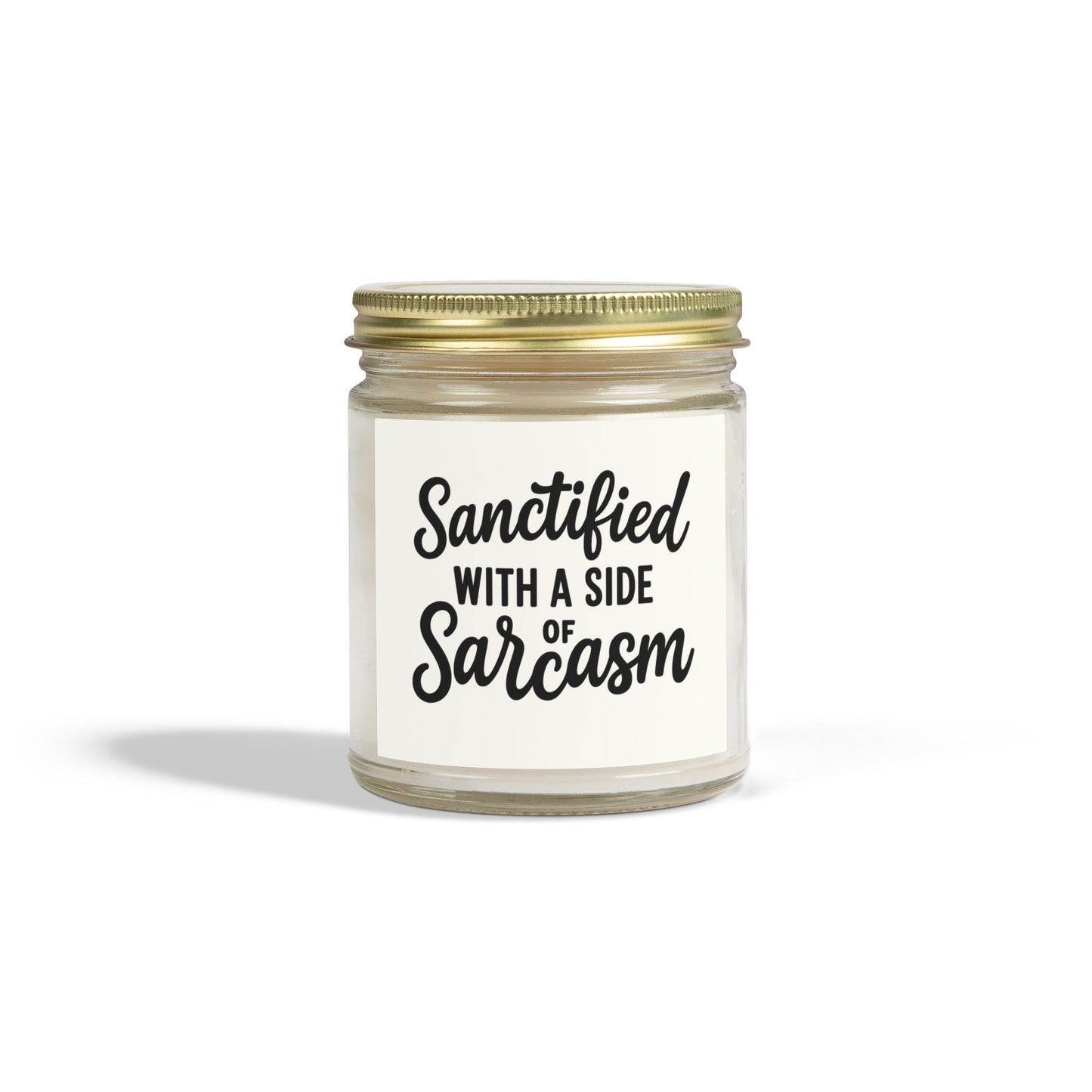 Sanctified with a Side of Sarcasm Candle – 4oz Scented Coconut Apricot Wax, Funny Christian Gift, Faith-Based Home Decor
