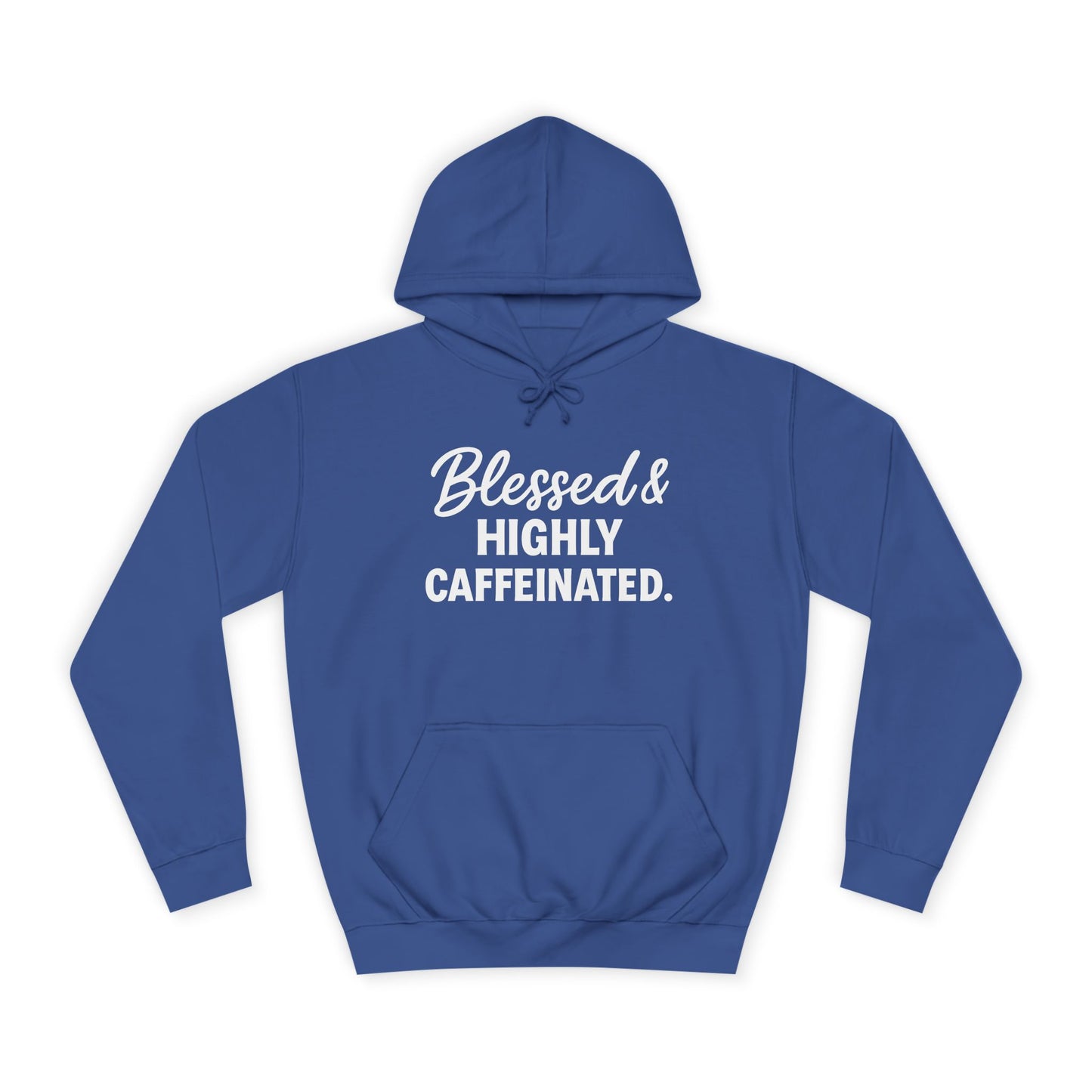 Blessed & Highly Caffeinated Unisex Hoodie – Christian Coffee Lover's Cozy Faith Sweatshirt (White Lettering)