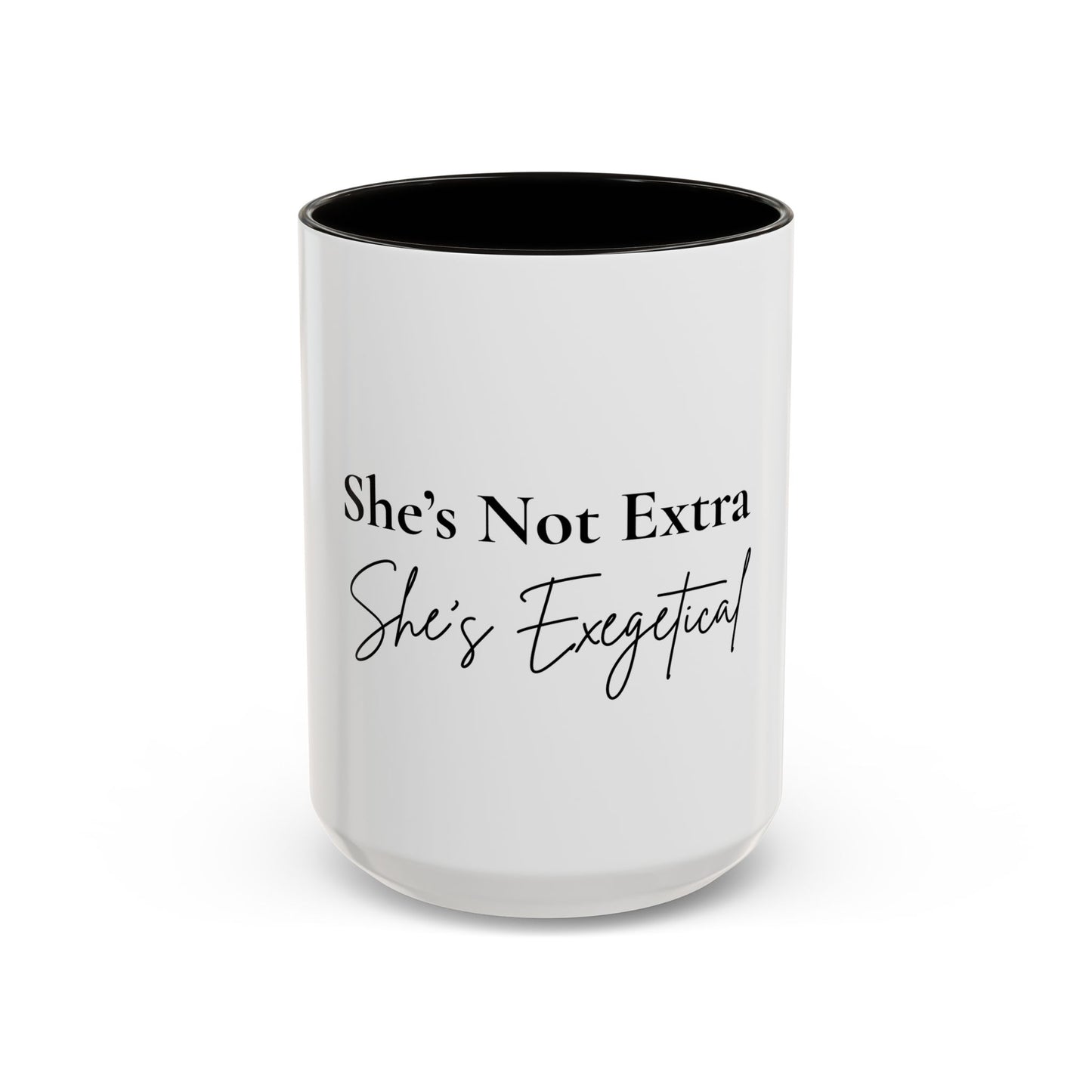 She’s Not Extra. She’s Exegetical.™ Colorful Christian Coffee Mug – Fun Gift for Women in Ministry, Bible Study Leaders, and Faith-Filled Friends