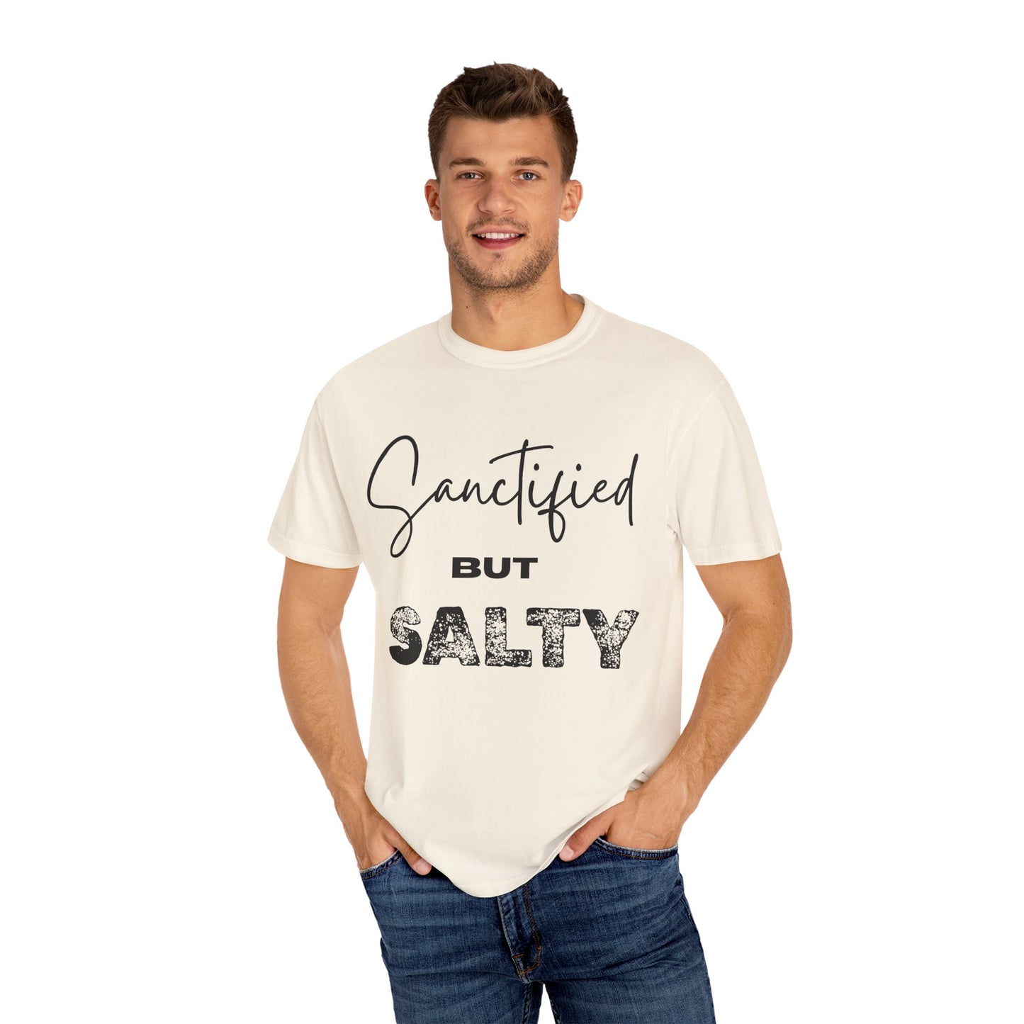 "Sanctified But Salty" Unisex T-Shirt – Funny Christian Tee for the Faithfully Feisty