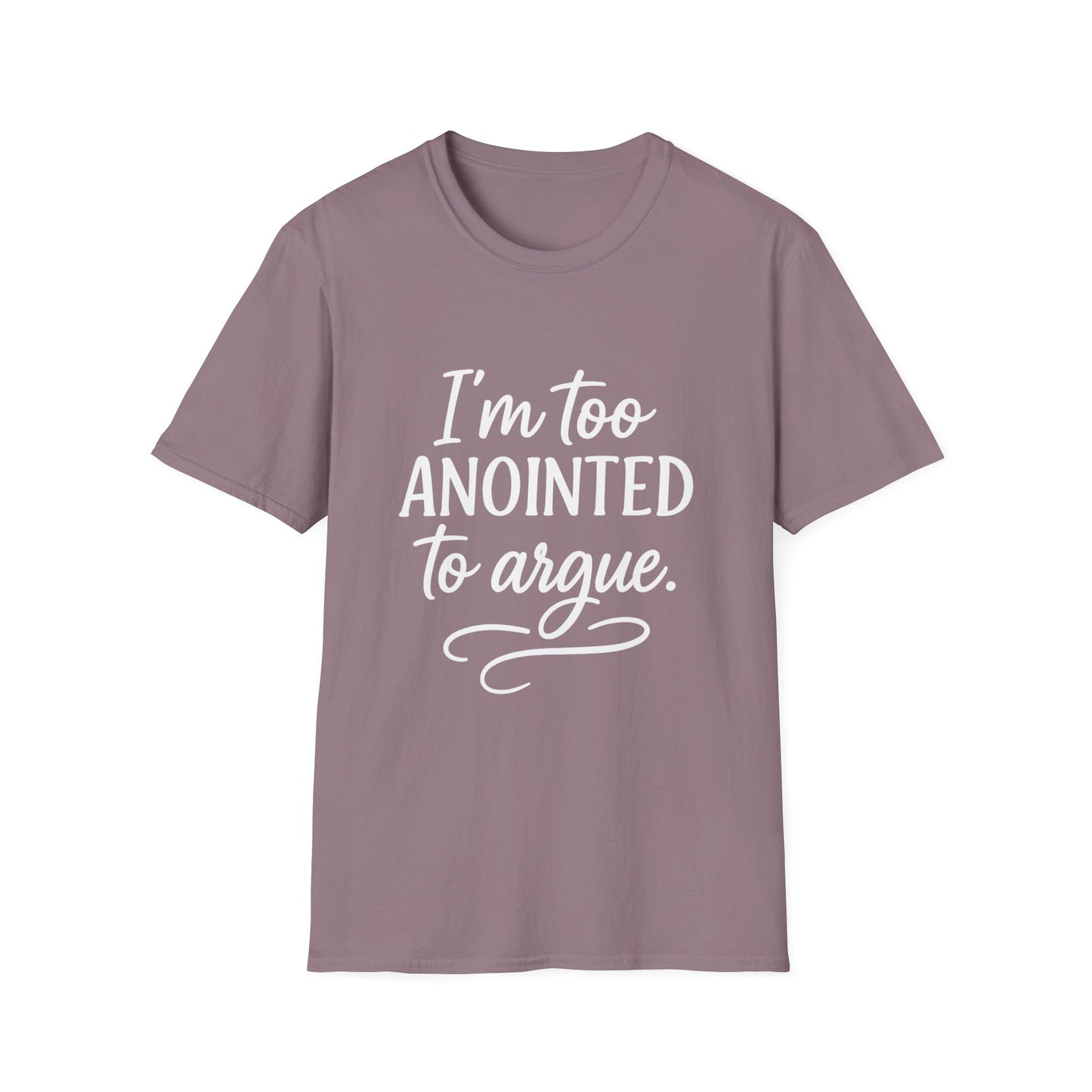 “I’m Too Anointed To Argue” V-Neck Tee – Faith-Fueled Sass in White Lettering | Unisex Christian Apparel