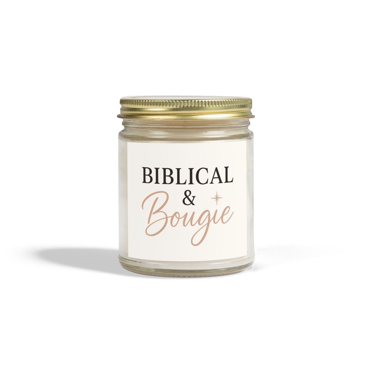"Biblical & Bougie" Scented Candle – Luxe Faith-Inspired Home Decor with Black Lettering