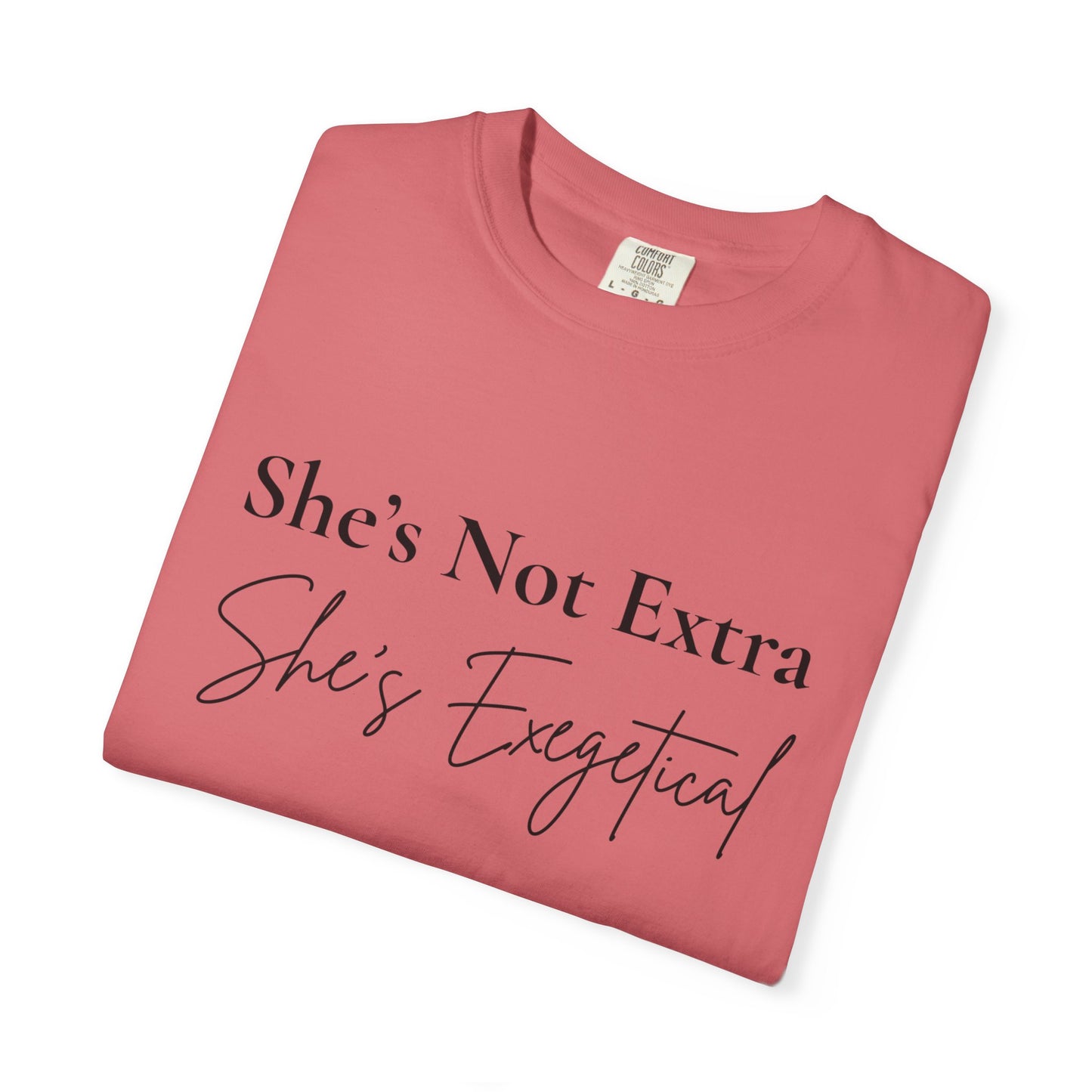 “She’s Not Extra. She’s Exegetical.” T-Shirt – Funny Christian Tee for Bible Study Queens