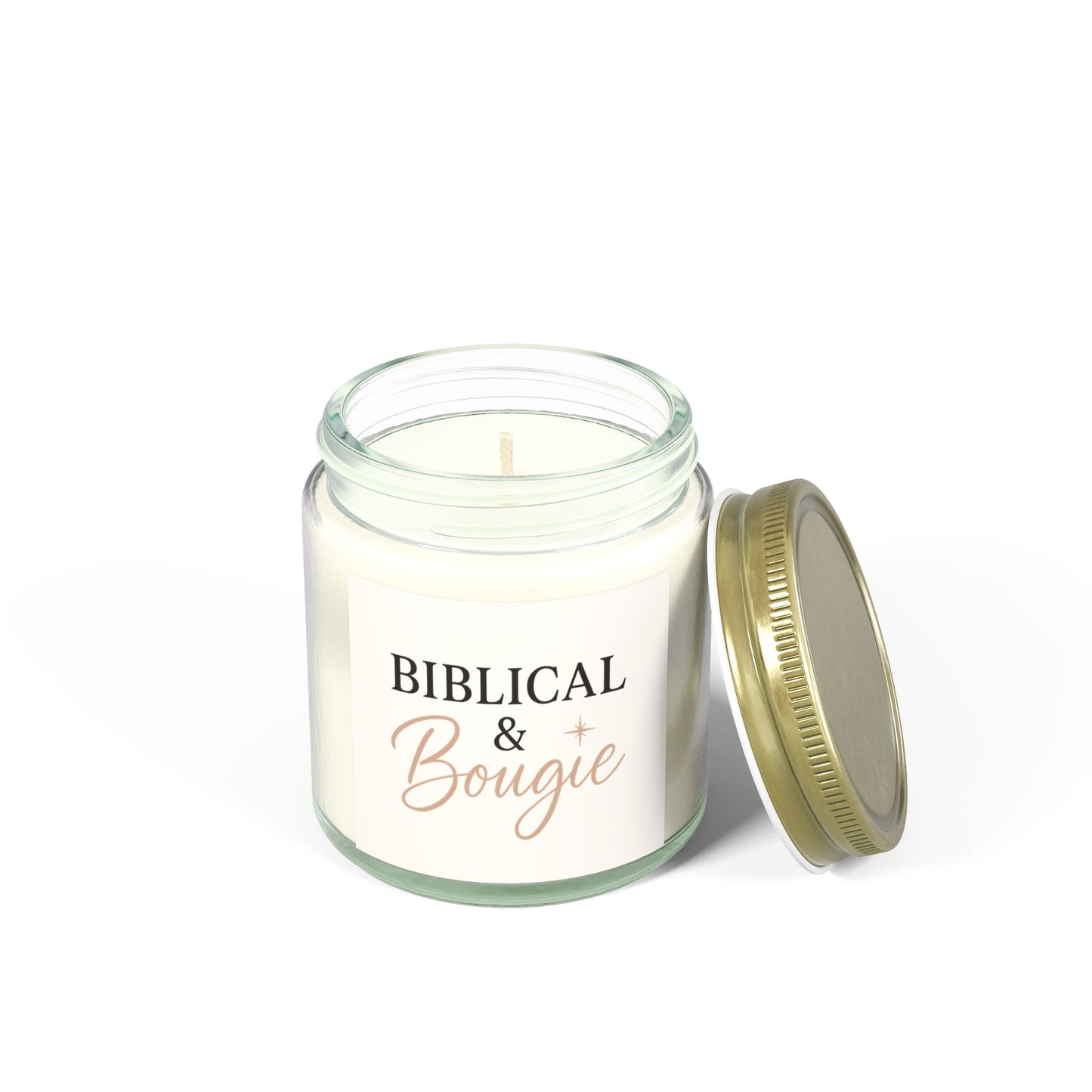 "Biblical & Bougie" Scented Candle – Luxe Faith-Inspired Home Decor with Black Lettering