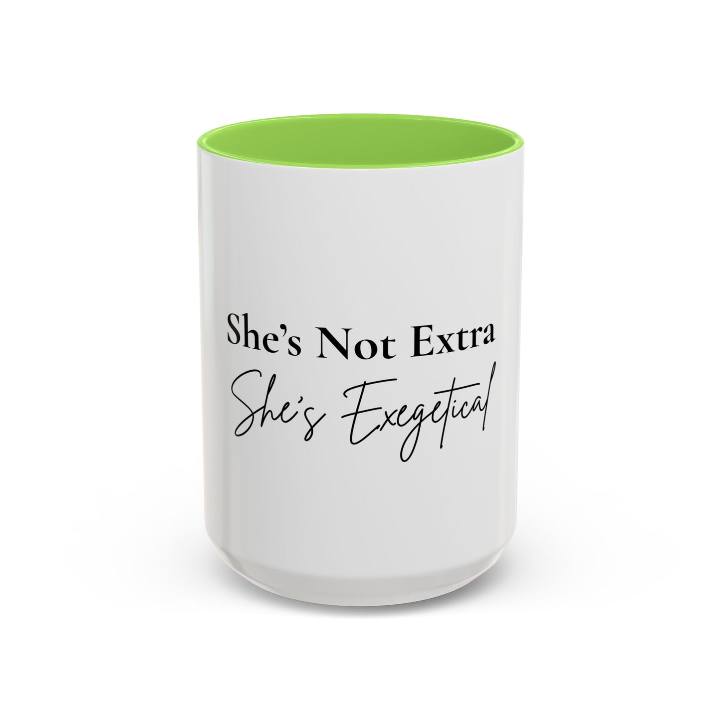 She’s Not Extra. She’s Exegetical.™ Colorful Christian Coffee Mug – Fun Gift for Women in Ministry, Bible Study Leaders, and Faith-Filled Friends