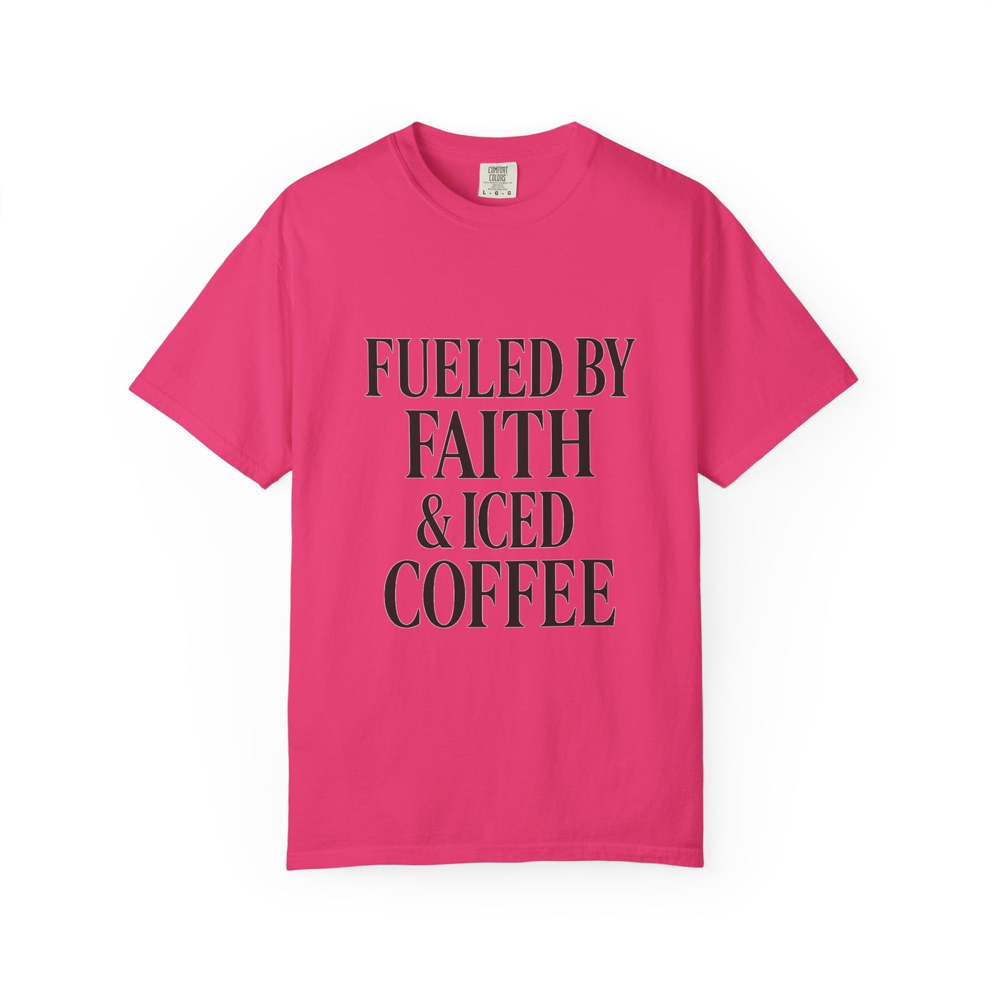 I Run on Faith & Iced Coffee Tee – Round‑Neck Unisex Shirt • Caffeine + Conviction
