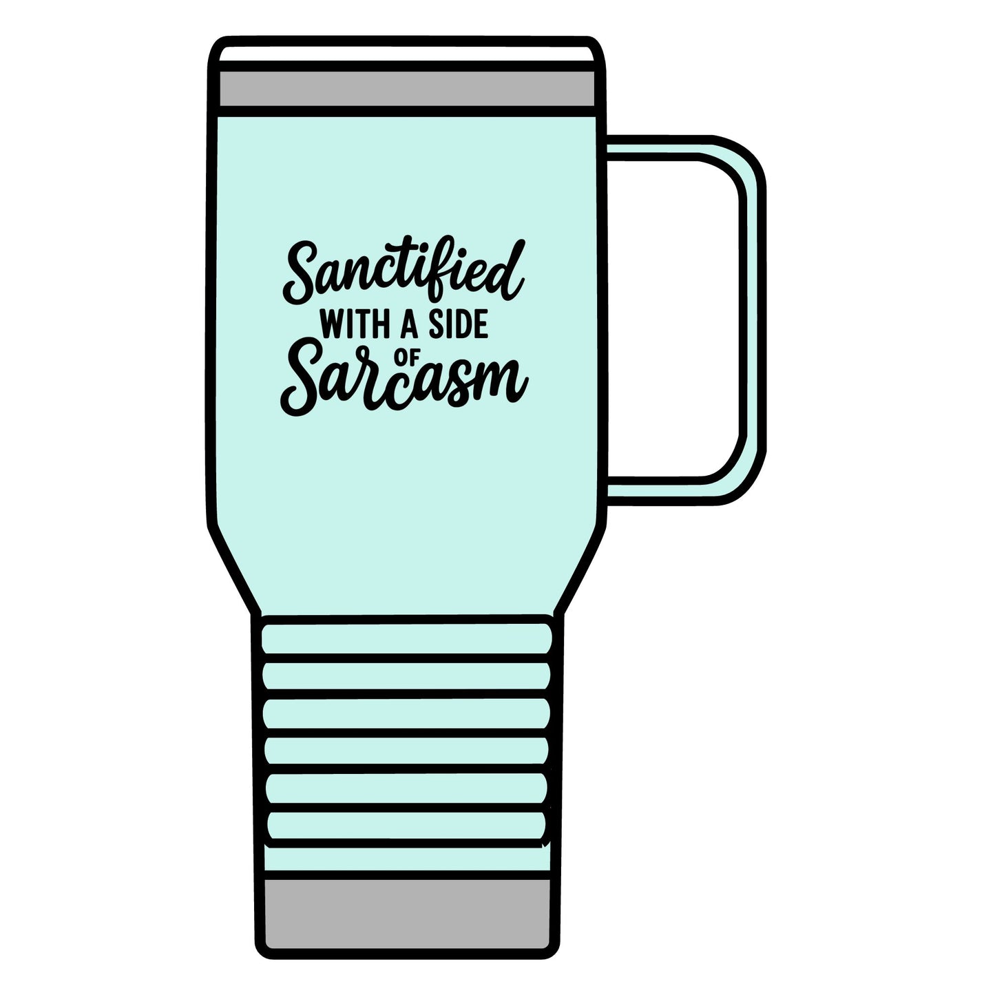 Sanctified with a Side of Sarcasm Travel Mug – 20oz Stainless Steel Christian Tumbler with Black Lettering, Funny Faith-Based Gift for Coffee Lovers