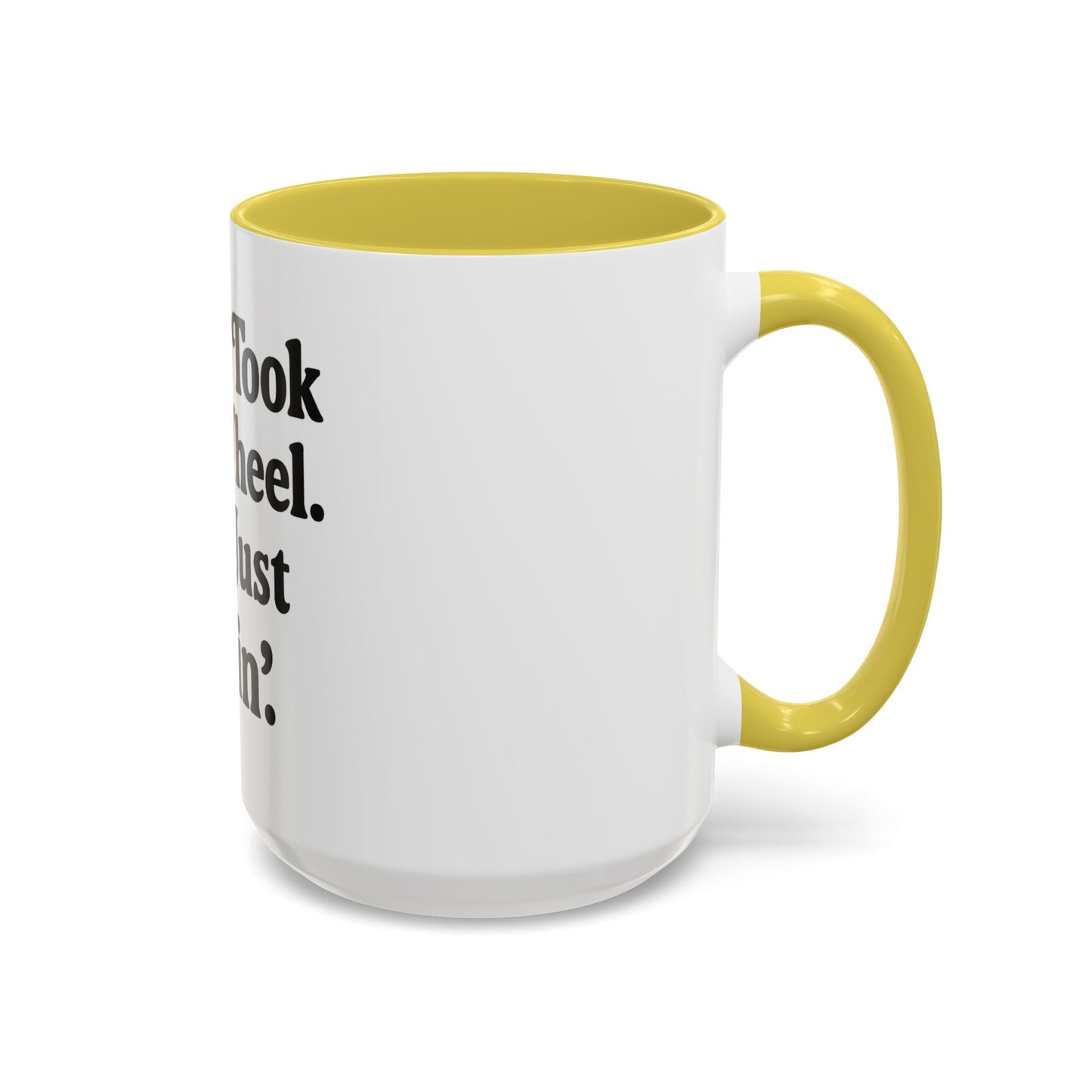 "Jesus Took the Wheel. I'm Just Vibin." Coffee Mug – Funny Faith-Based Mug for Relaxed Mornings & Spiritual Sass