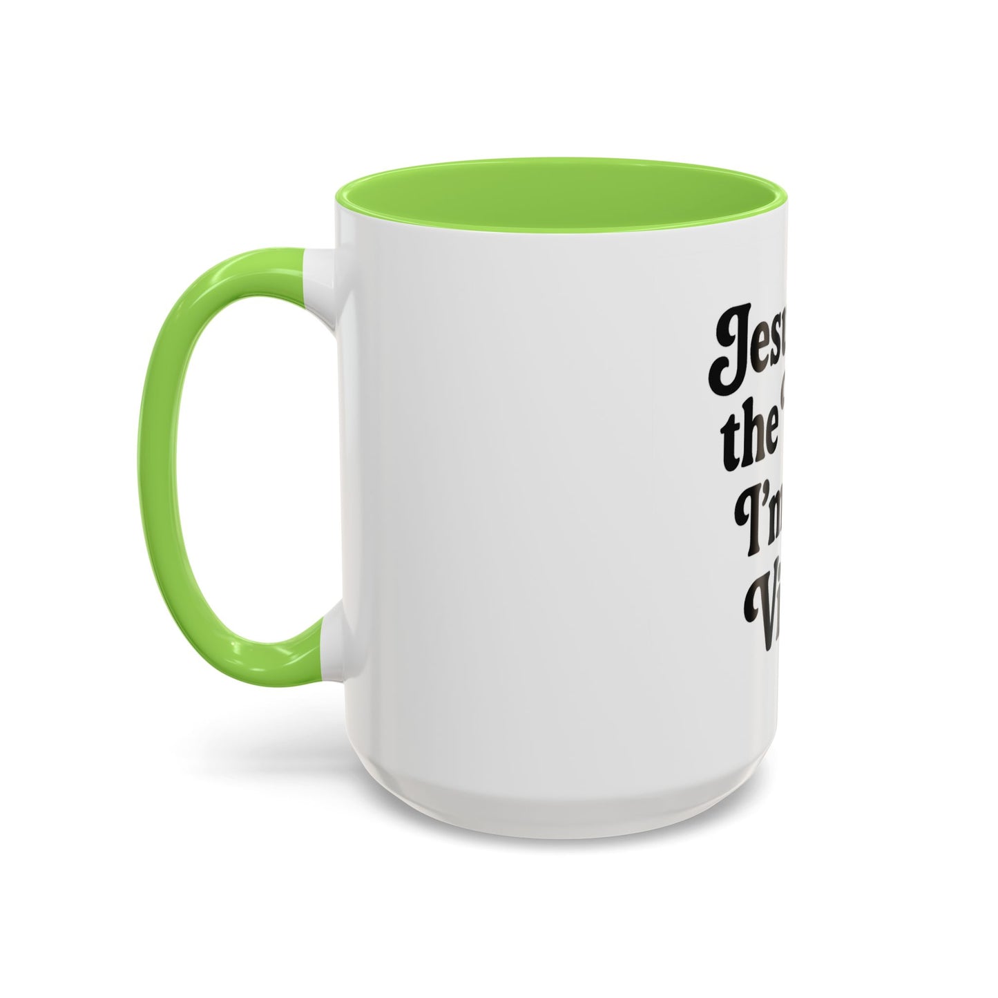 "Jesus Took the Wheel. I'm Just Vibin." Coffee Mug – Funny Faith-Based Mug for Relaxed Mornings & Spiritual Sass