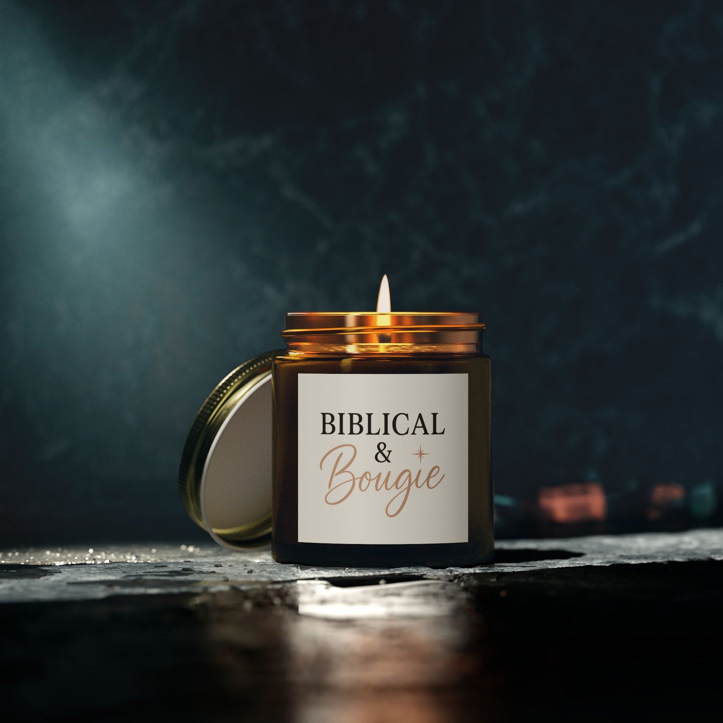 "Biblical & Bougie" Scented Candle – Luxe Faith-Inspired Home Decor with Black Lettering
