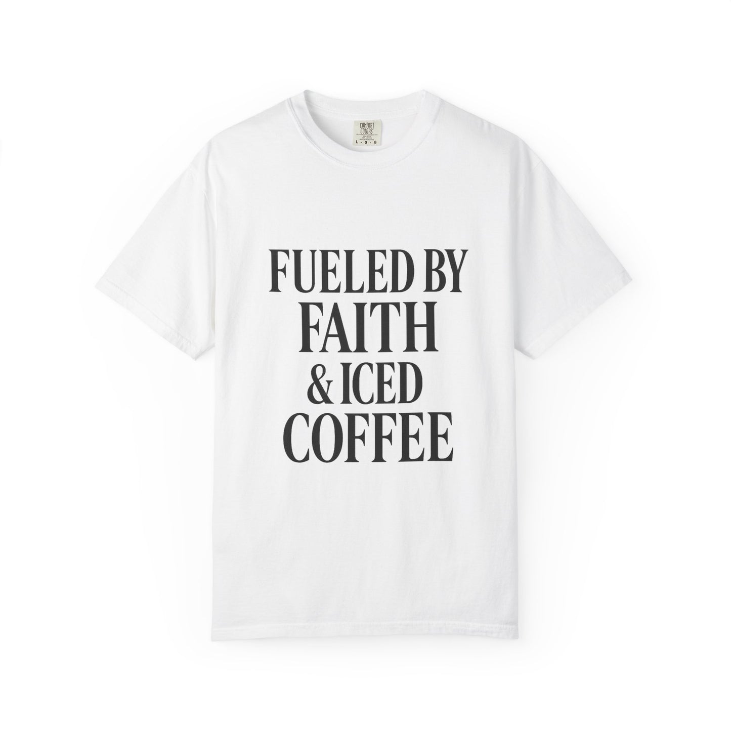 I Run on Faith & Iced Coffee Tee – Round‑Neck Unisex Shirt • Caffeine + Conviction