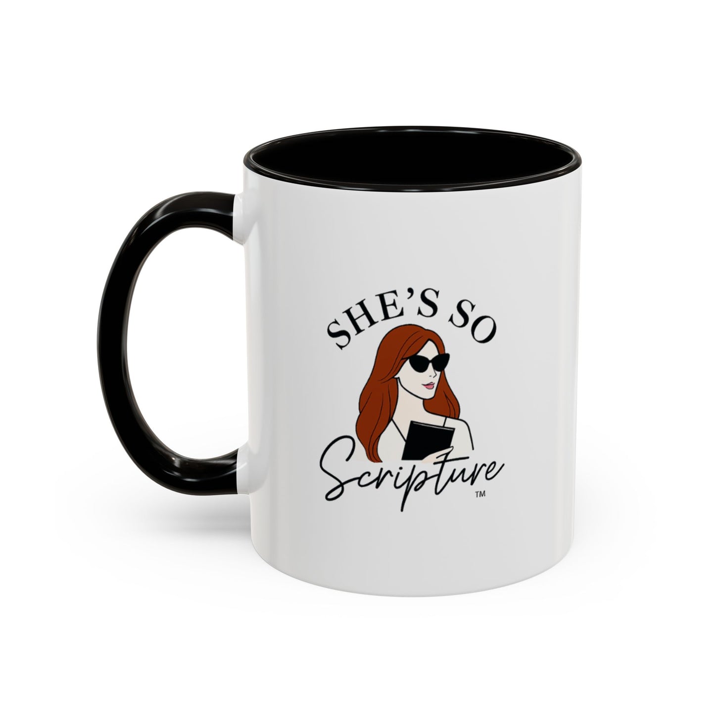 Colorful Scripture Mugs: She's So Scripture, Gift for Friends, Coffee Lovers, Bible Study, Black and White Accent