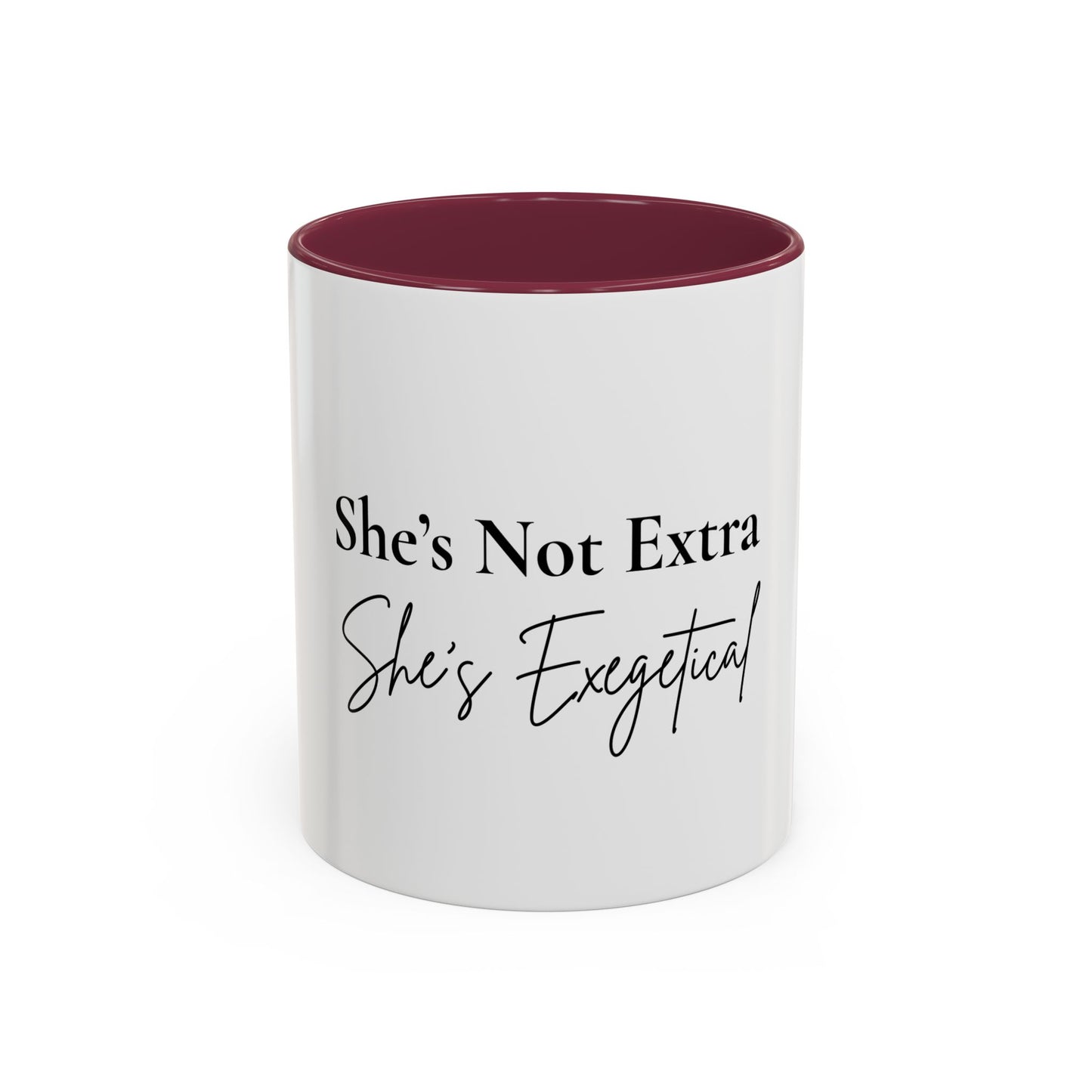 She’s Not Extra. She’s Exegetical.™ Colorful Christian Coffee Mug – Fun Gift for Women in Ministry, Bible Study Leaders, and Faith-Filled Friends