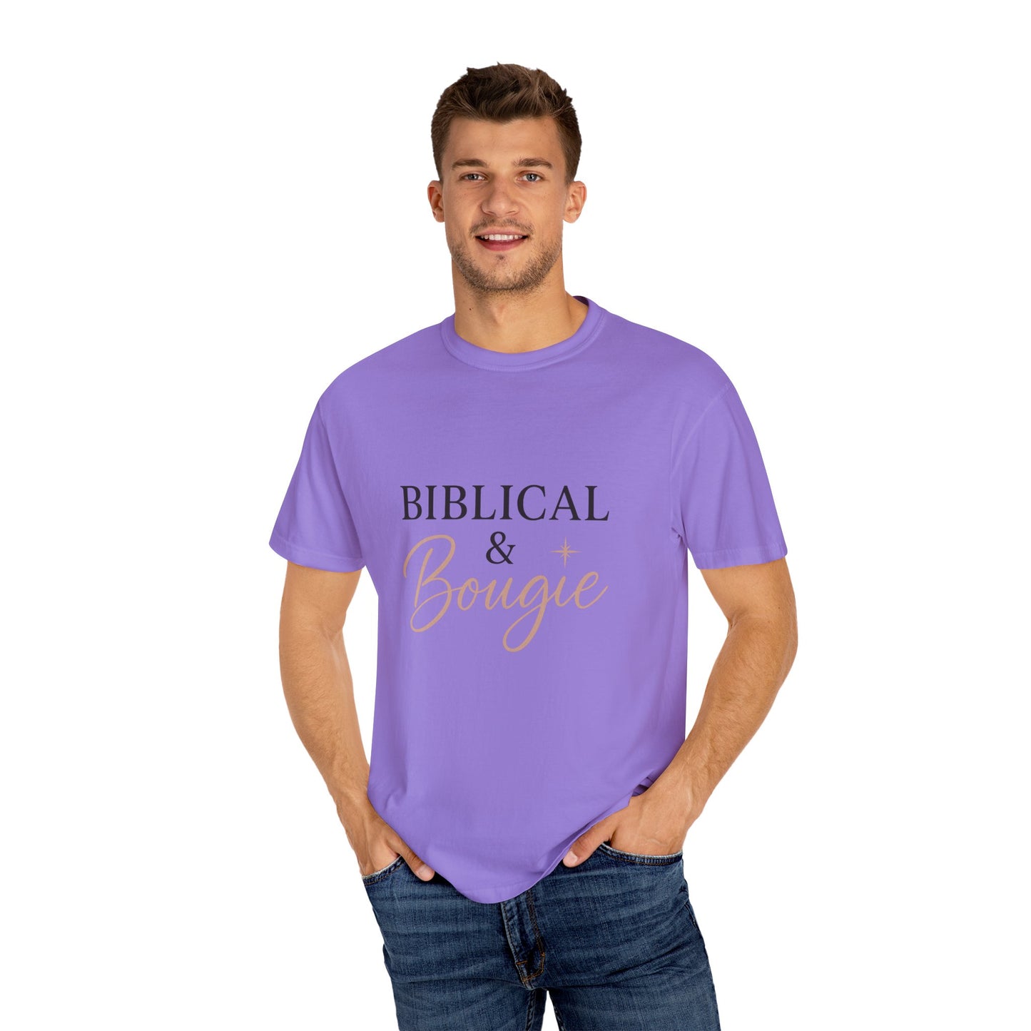 "Biblical & Bougie" Unisex T-Shirt – Black Lettering Faith-Based Tee for Stylish Christian Queens