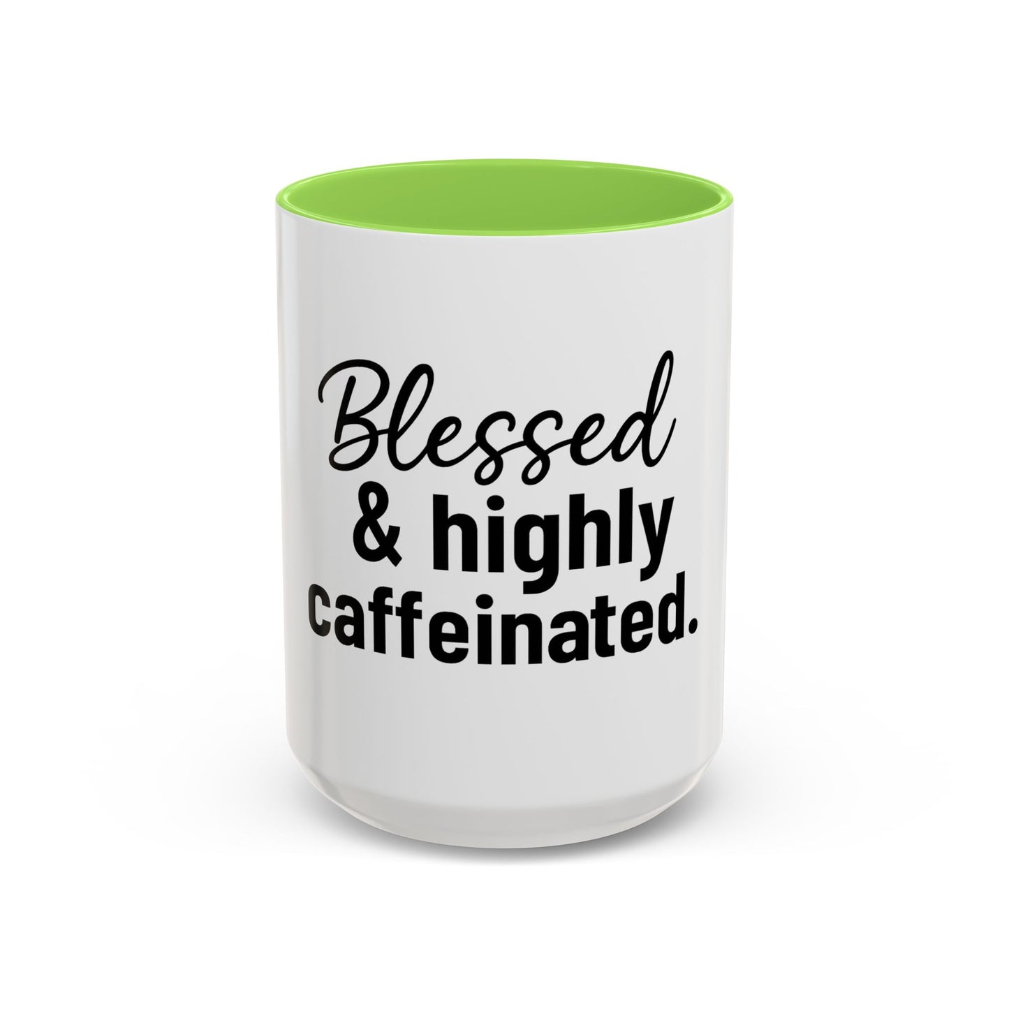 Blessed & Highly Caffienated Colorful Scripture Mugs – 11 oz & 15 oz Ceramic • Pop Then Pray