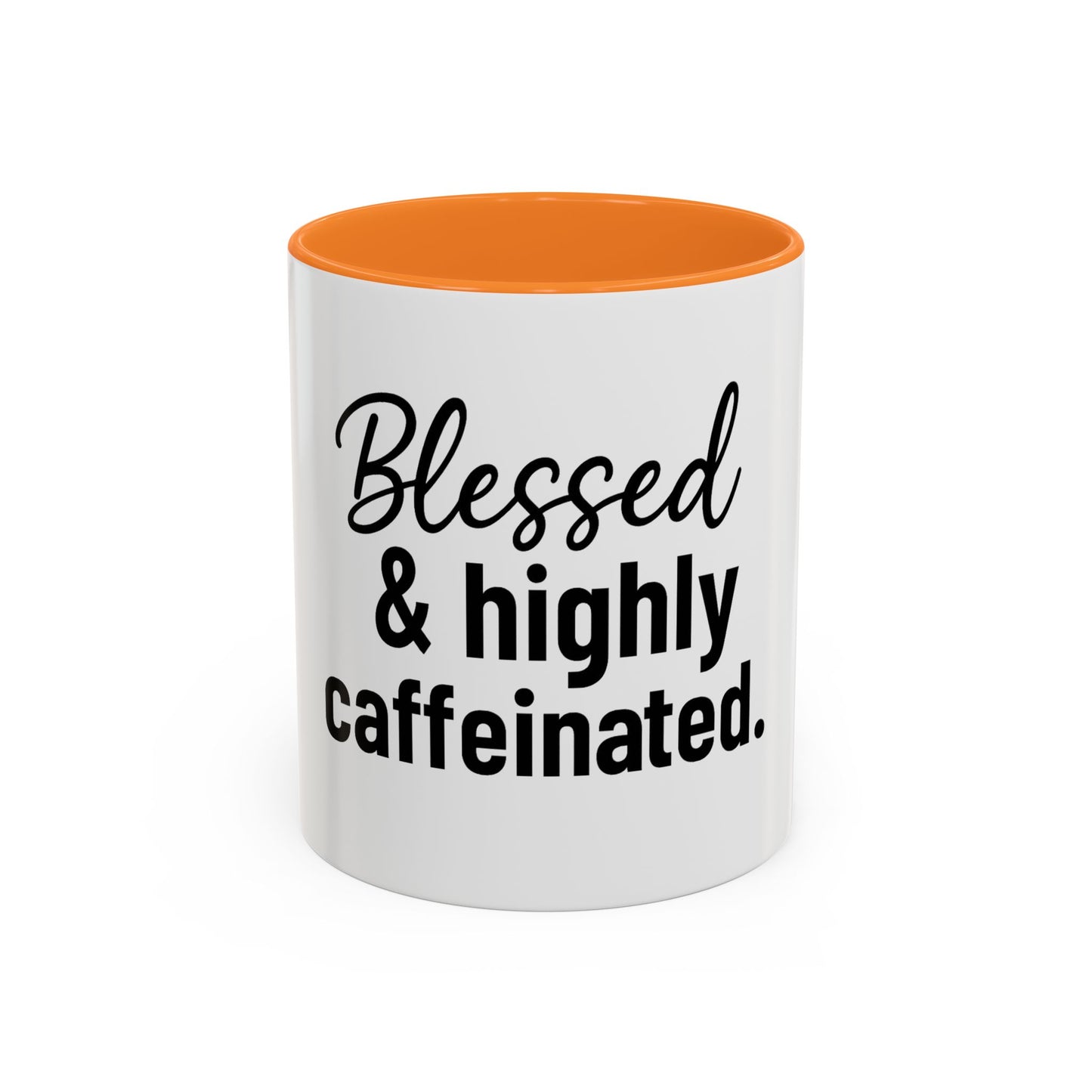 Blessed & Highly Caffienated Colorful Scripture Mugs – 11 oz & 15 oz Ceramic • Pop Then Pray