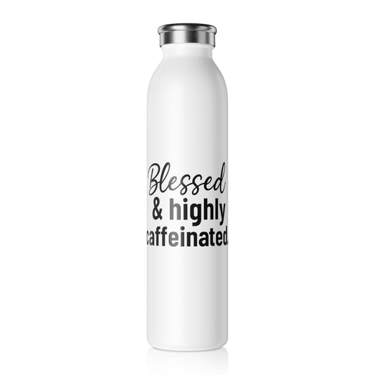 Blessed & Highly Caffeinated™ Water Bottle – Funny Christian Gift for Coffee Lovers, On-the-Go Faith & Busy Days